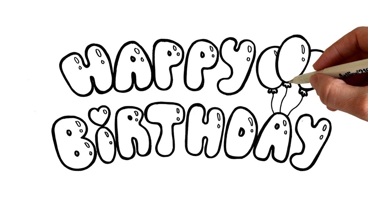 How To Write Happy Birthday In Bubble Balloon Letters Drawing Lesson ZOOSHii YouTube