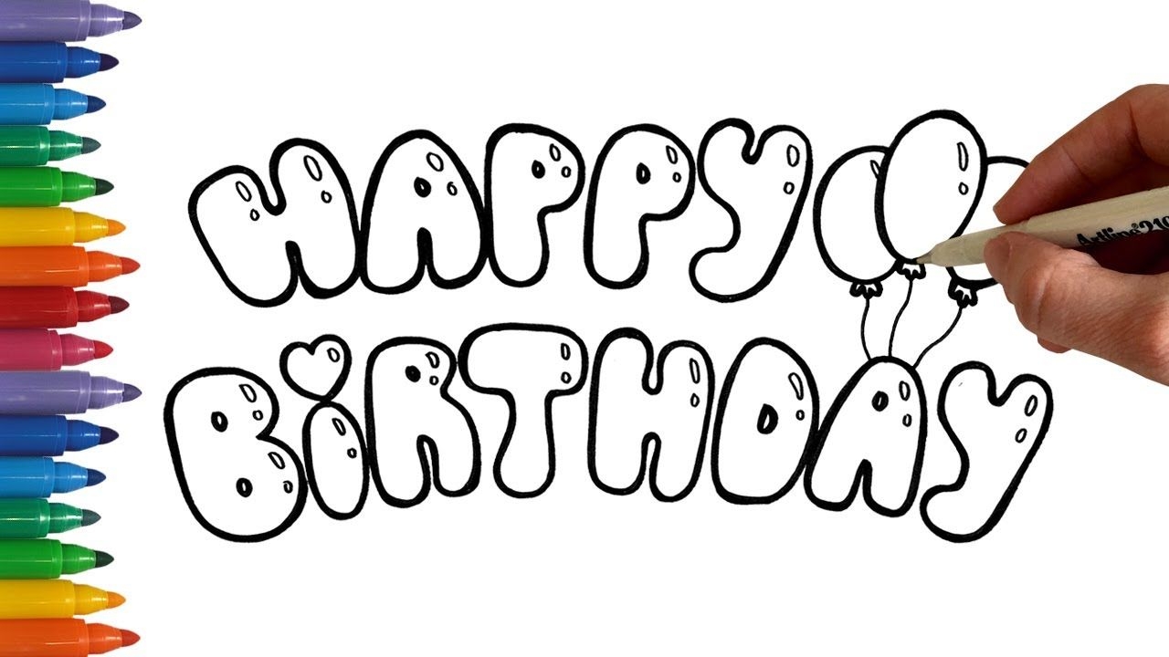 How To Write Happy Birthday In Bubble Balloon Letters Drawing Lesson ZOOSHii