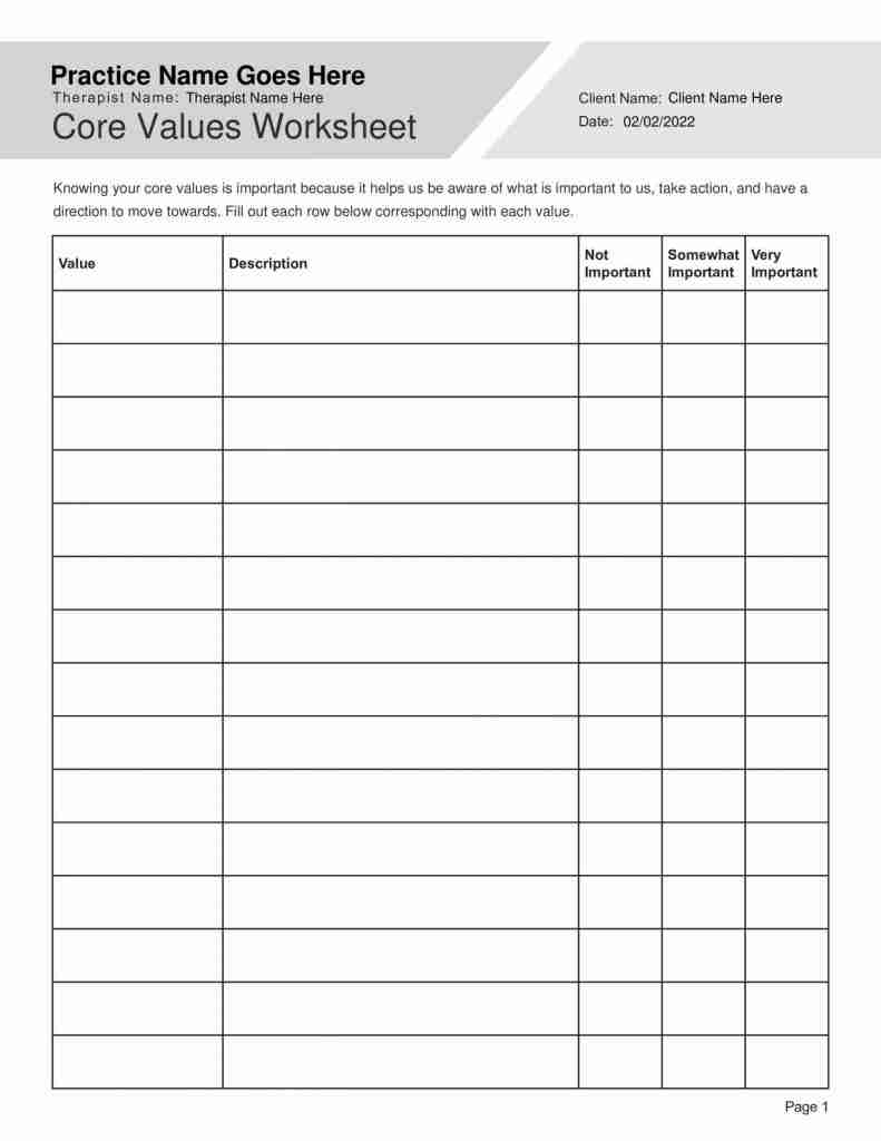 free printable core values worksheet free printable core values worksheet