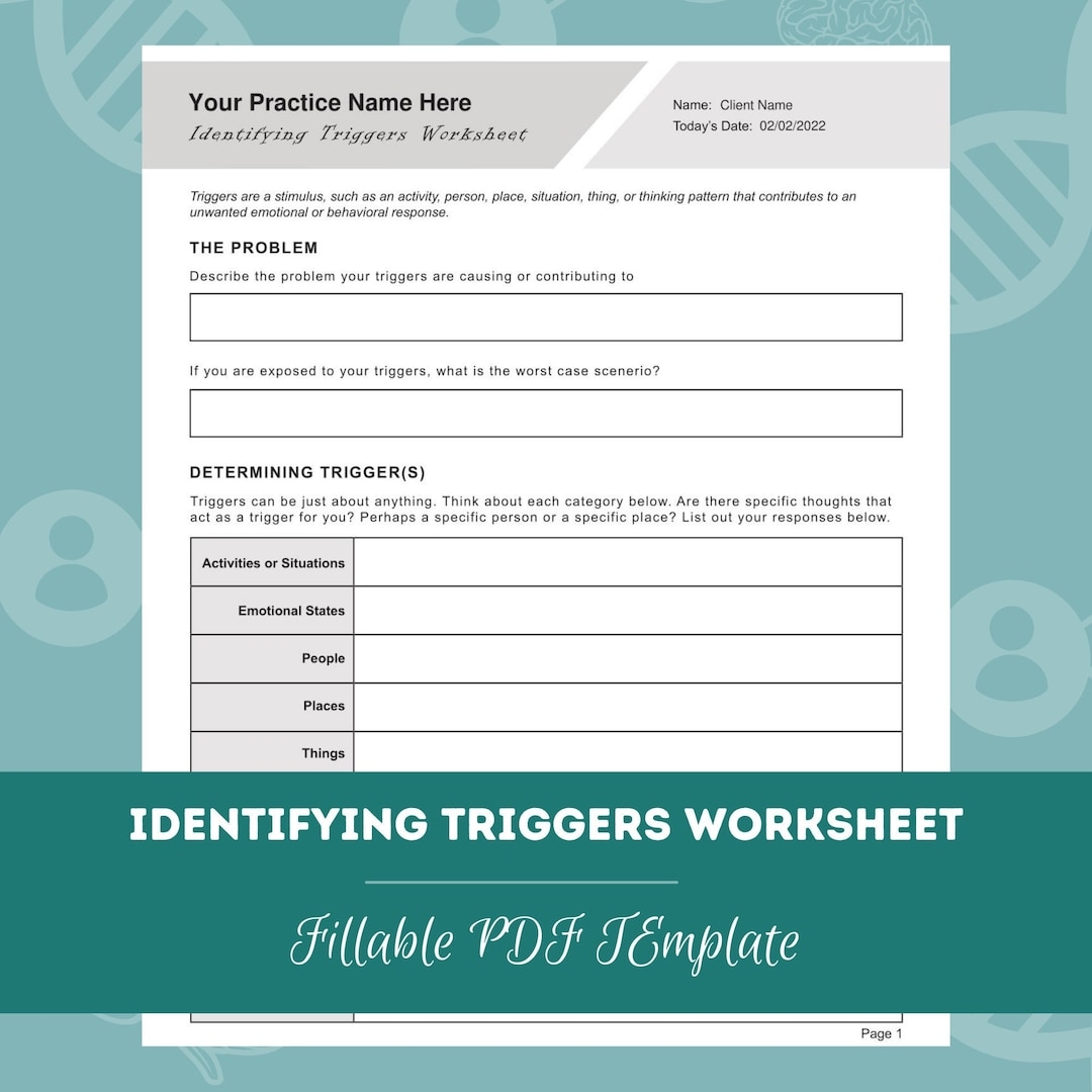 free printable identifying triggers worksheets