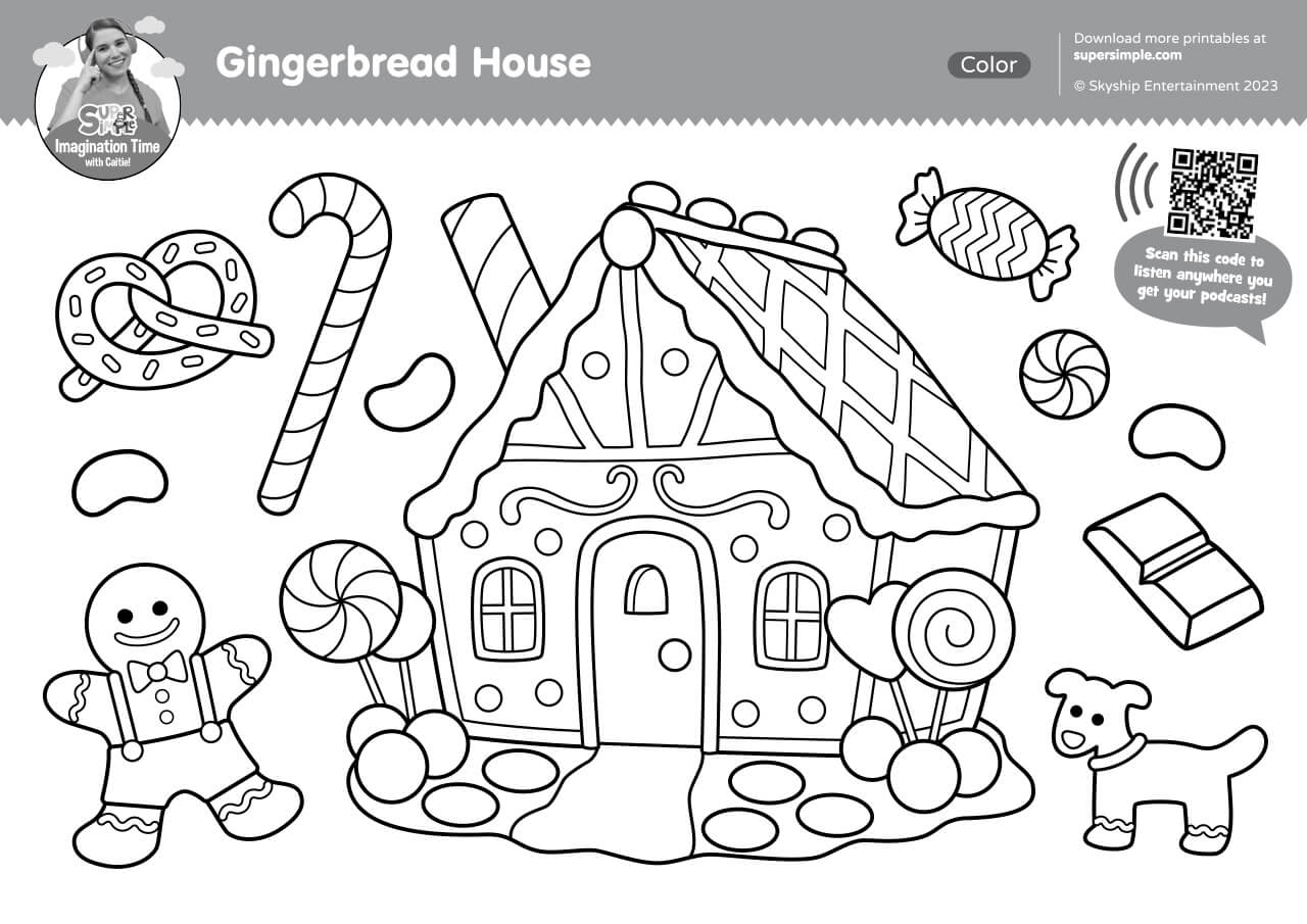 colouring in gingerbread house