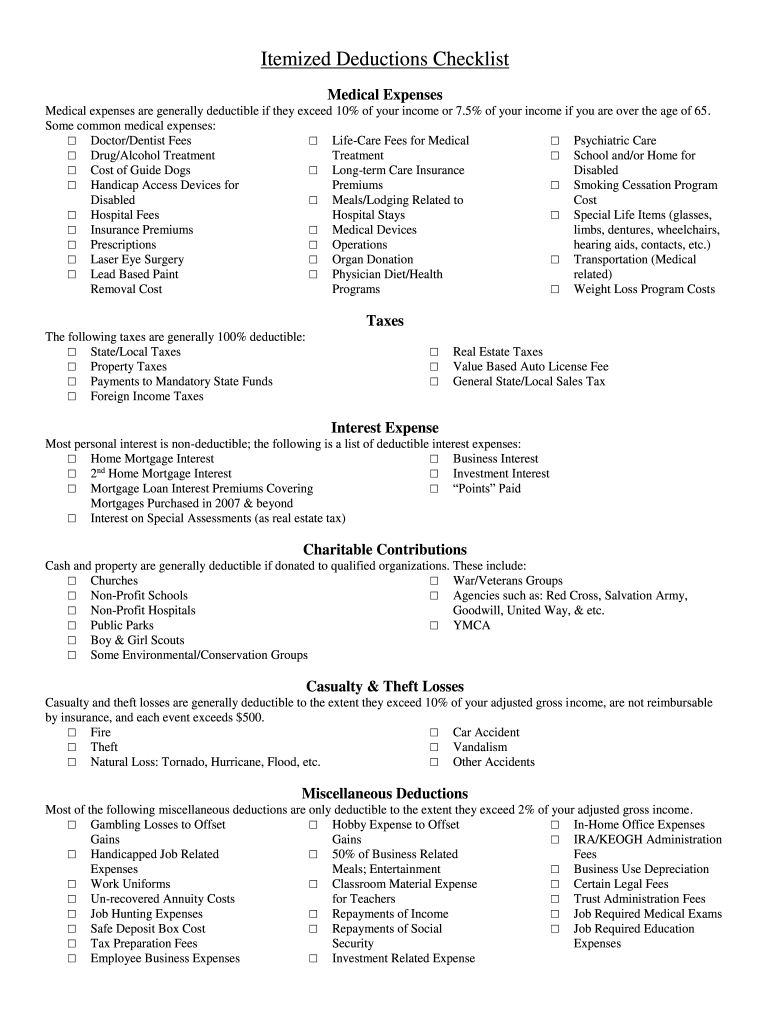 printable itemized deductions worksheet printable itemized deductions worksheet