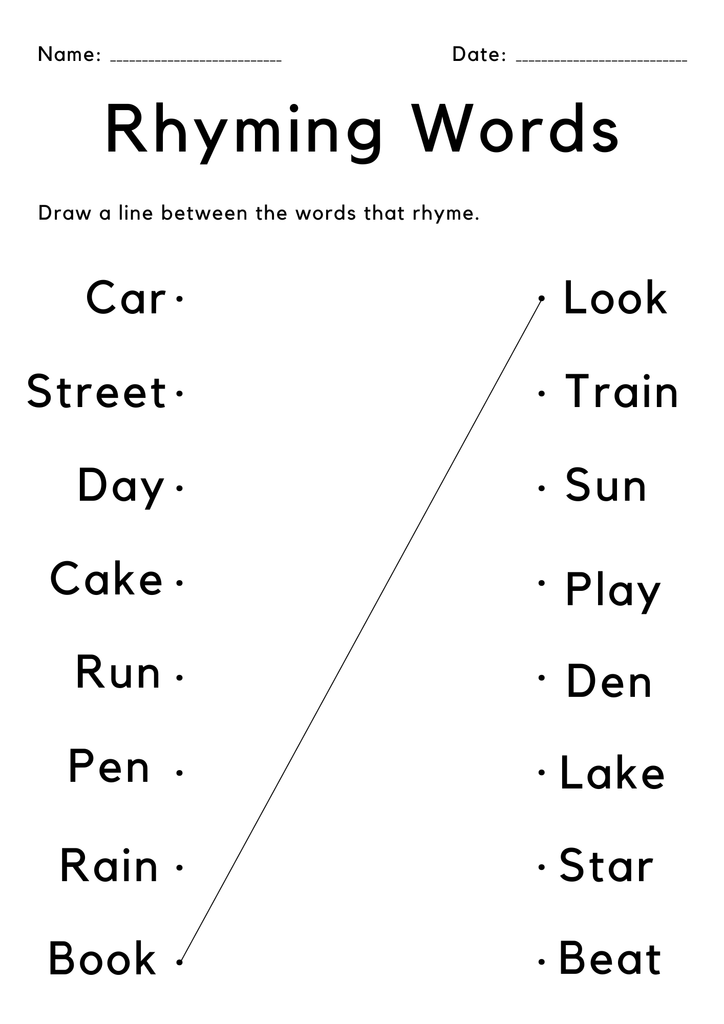 free printable rhyming worksheets