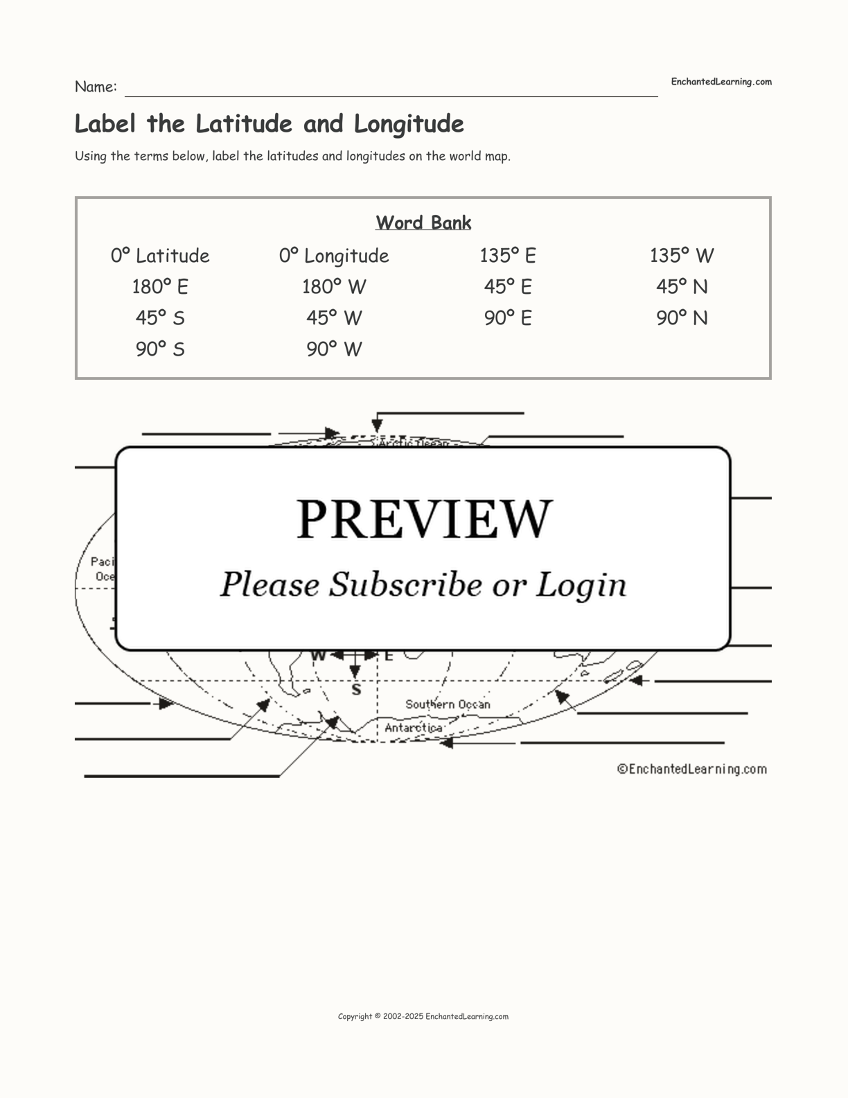 Label The Latitude And Longitude Enchanted Learning