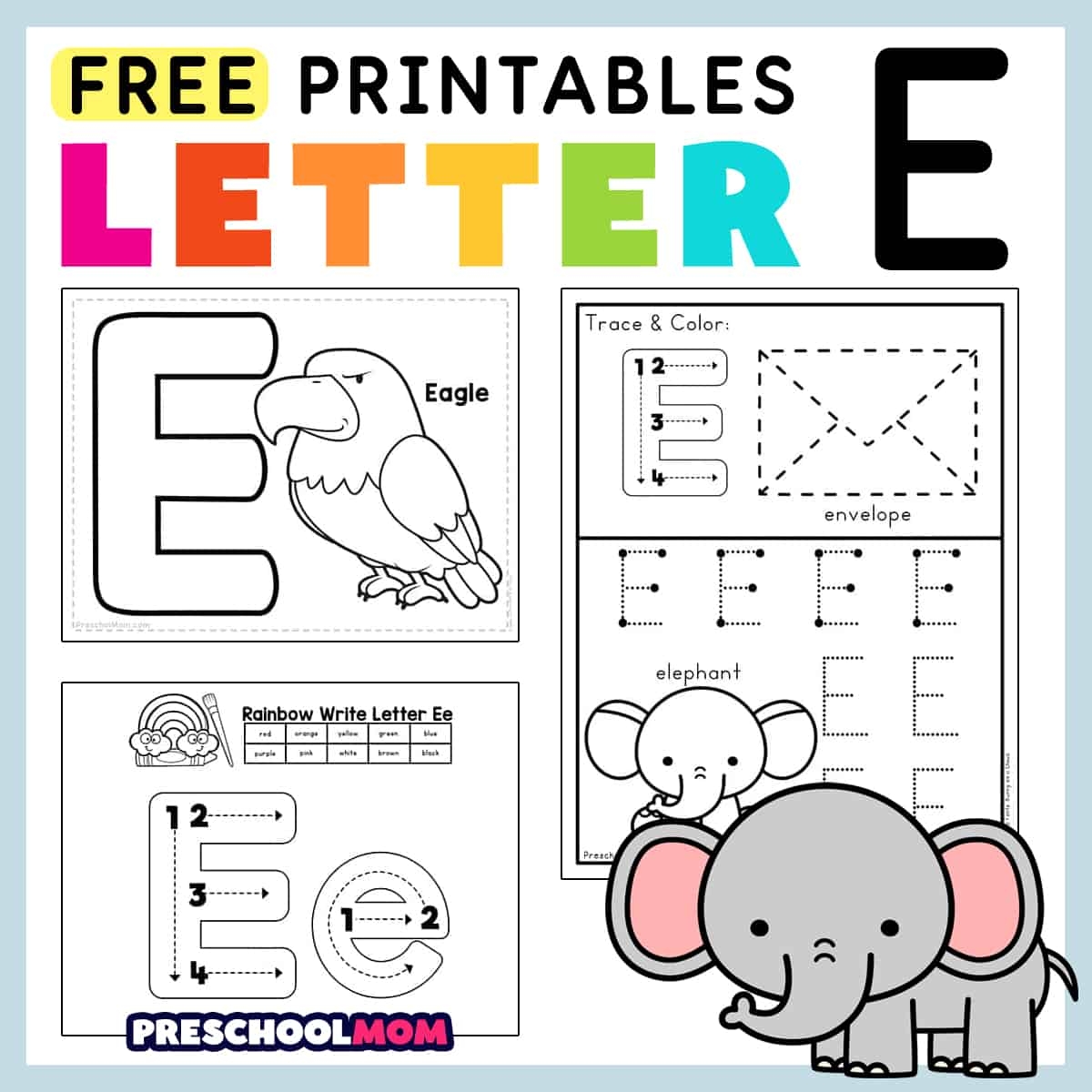 letter e free printable worksheets