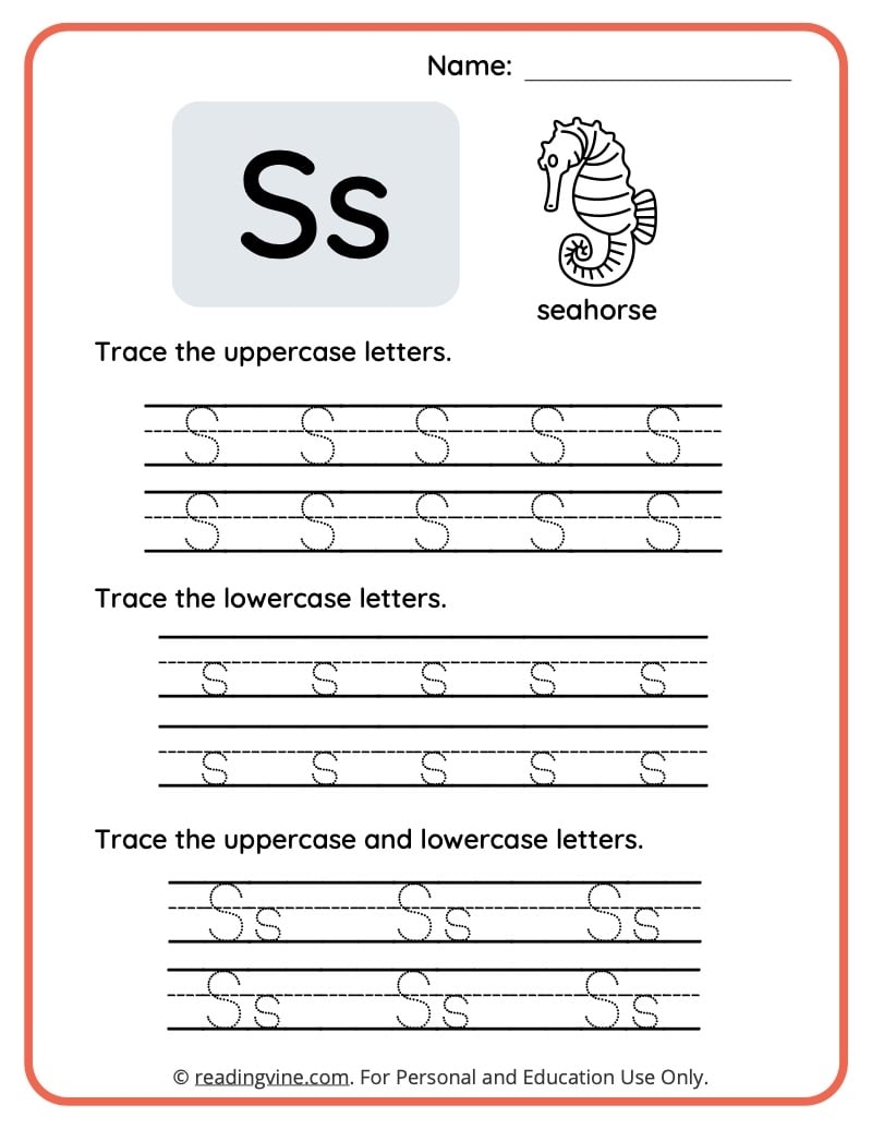 letter s printable worksheets