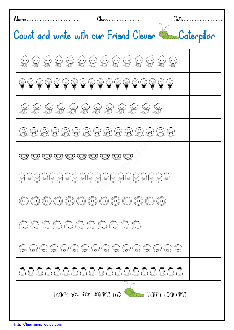 free printable counting worksheets