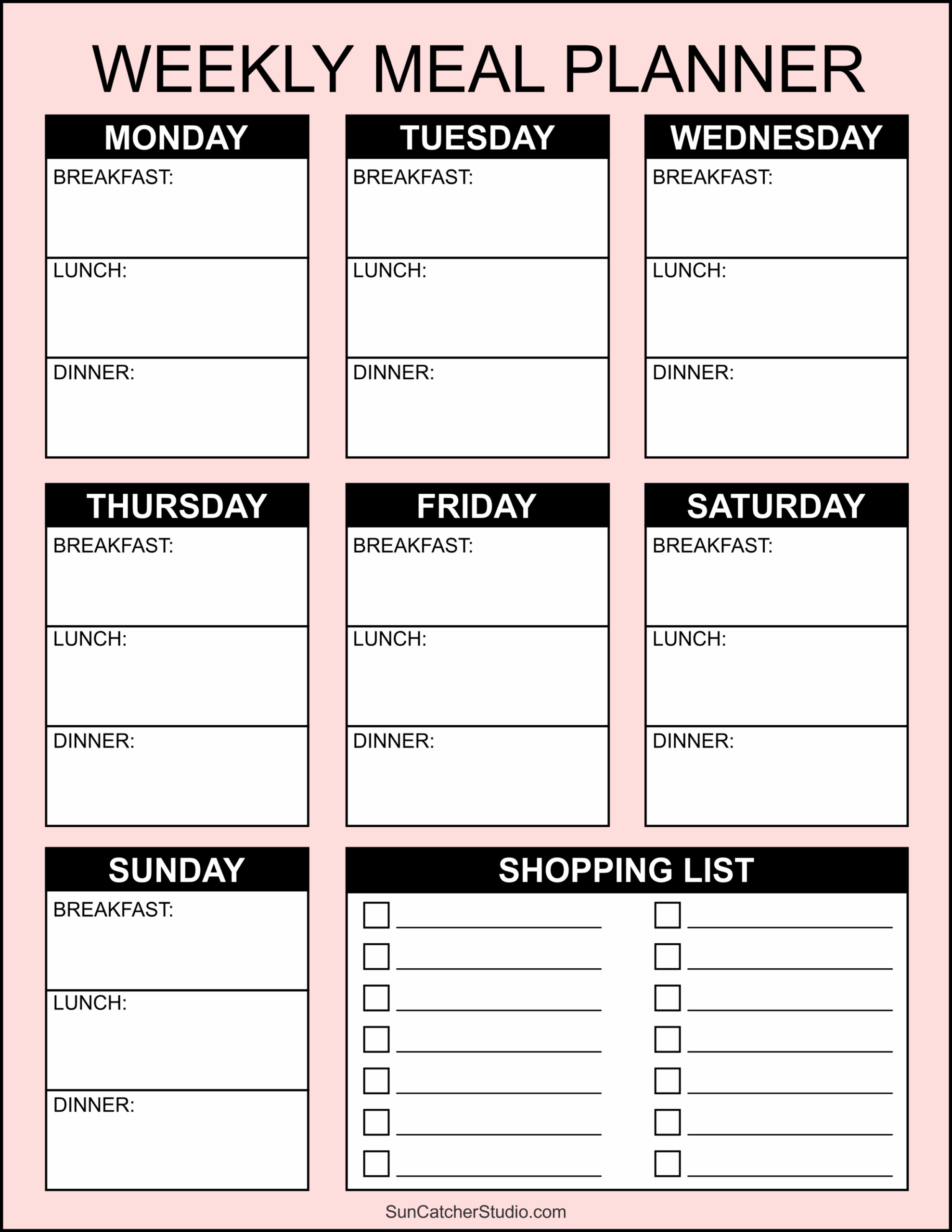 Meal Planners Printable Weekly Menu Templates PDF Free Printables Monograms Design Tools Patterns DIY Projects