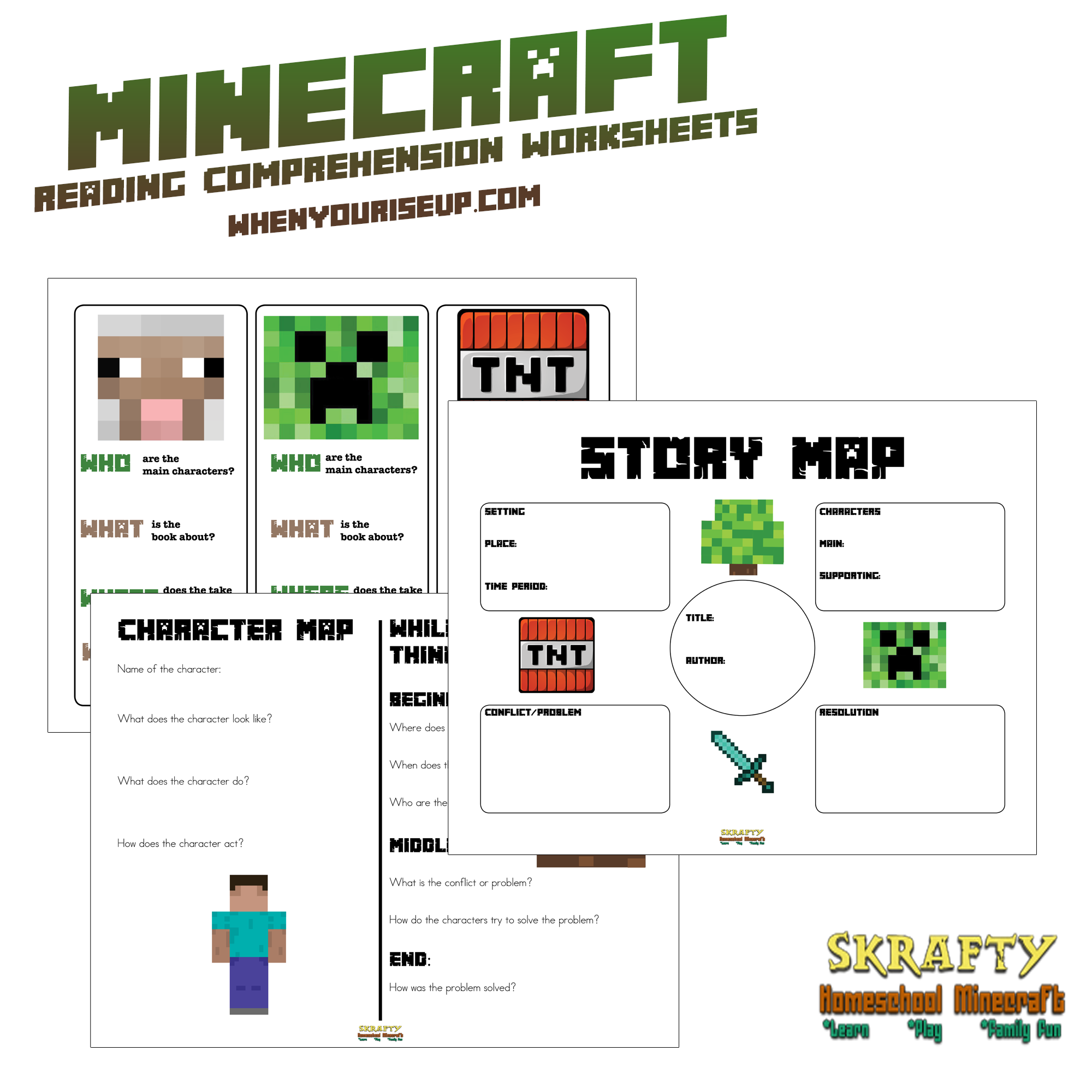 Minecraft Reading Comprehension Worksheets Printable SKrafty