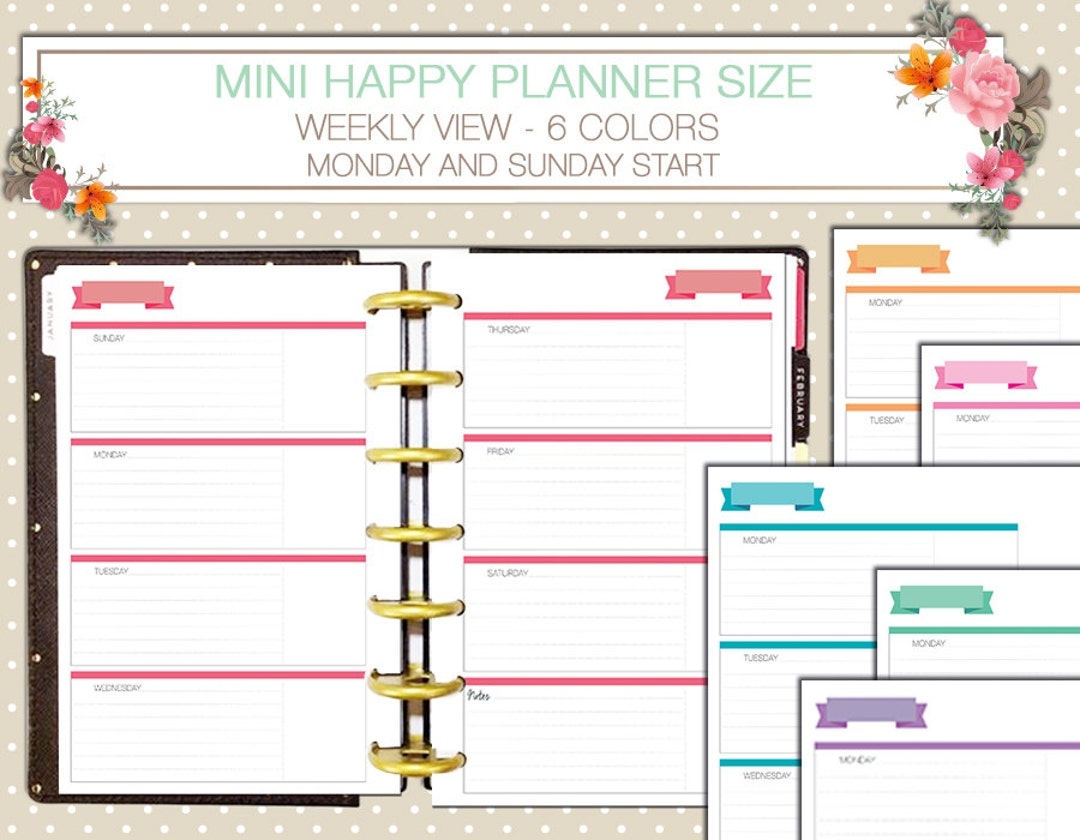 Mini Happy Planner Weekly Printable Inserts Horizontal Layout Sunday Start Monday Start Week On Two Pages Etsy Mini Happy Planner Weekly Printable Inserts Horizontal Layout Sunday Start Monday Start Week On Two Pages Etsy
