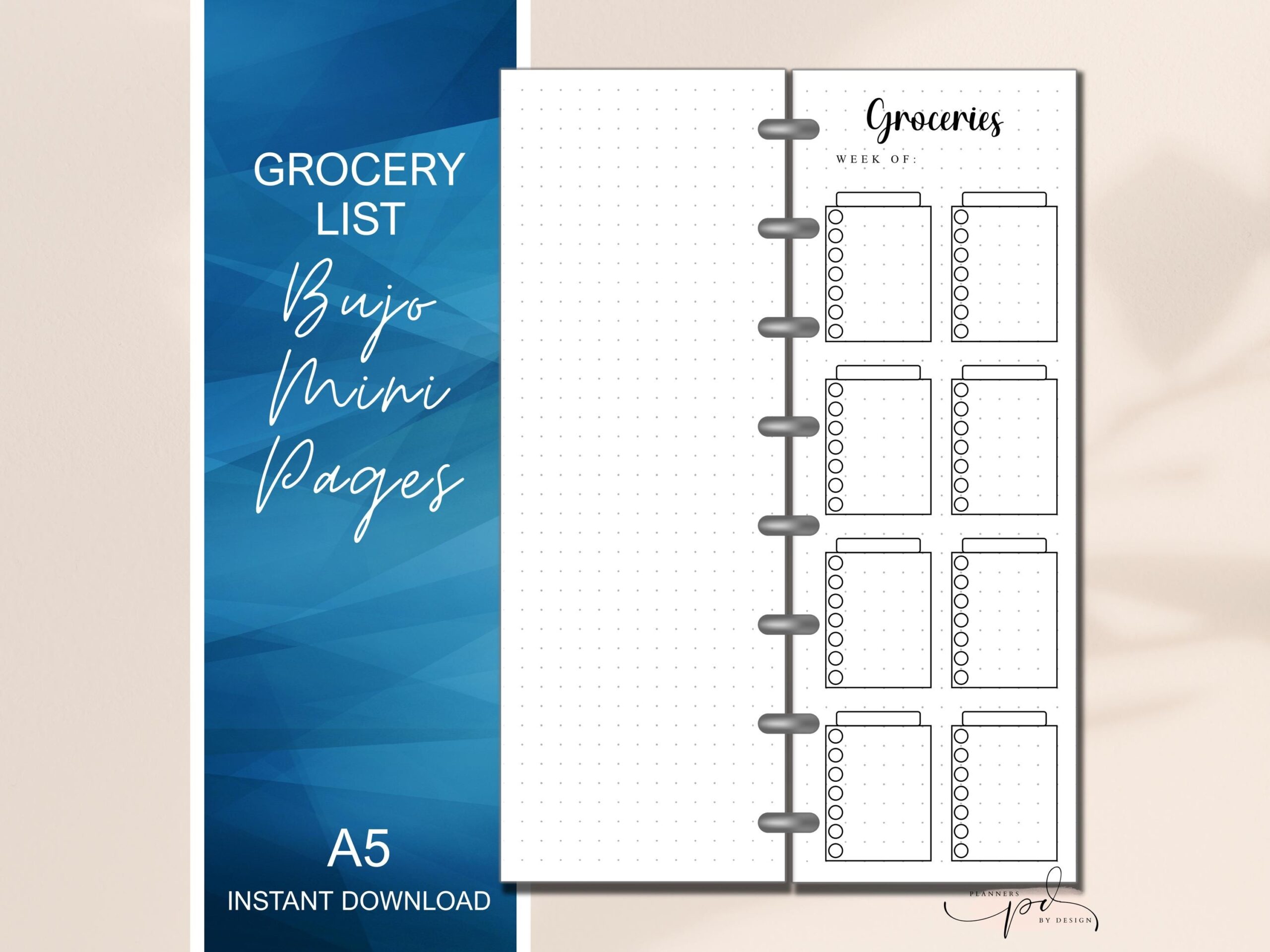 MINI Planner Printable Grocery List Pocket Planner Size Groceries Shopping List A5 Happy Planner Bujo Insert Grocery Plain Or Dot Grid Etsy