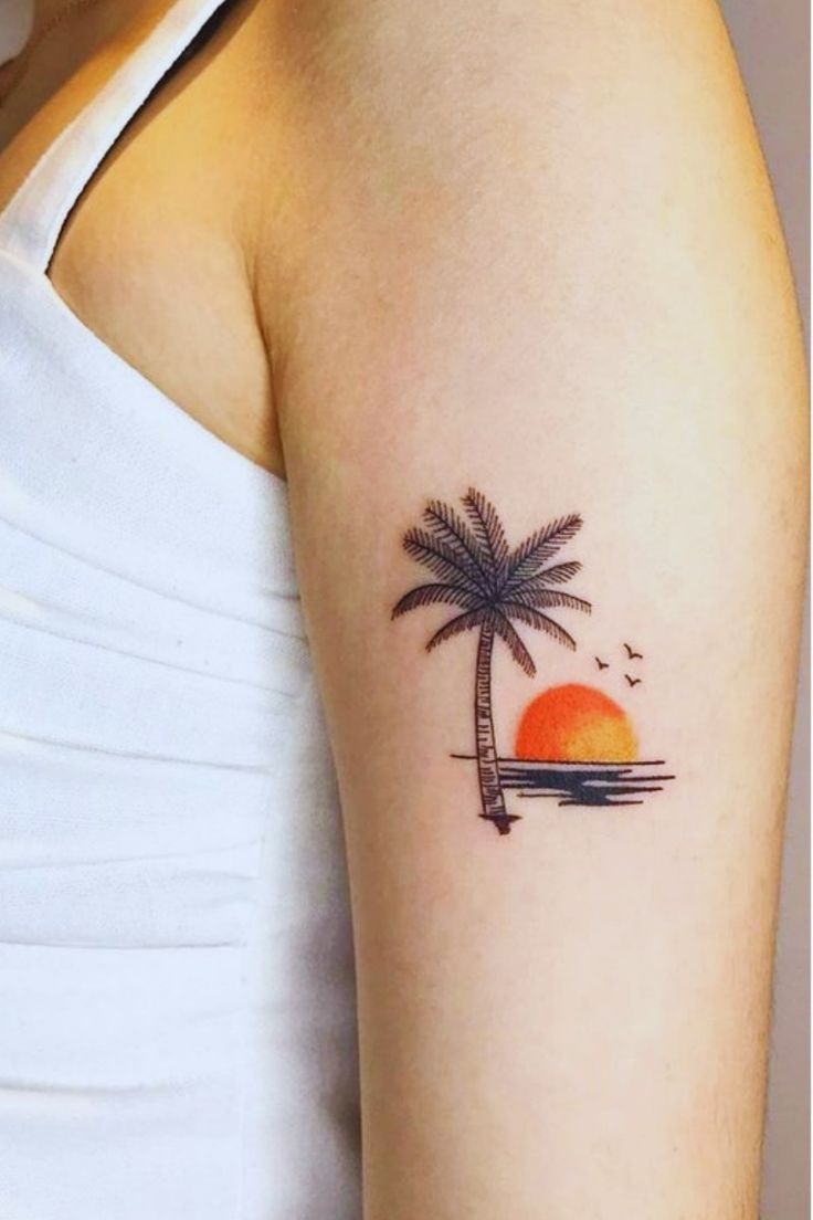 Minimalistic Beach Tattoo Design For Women