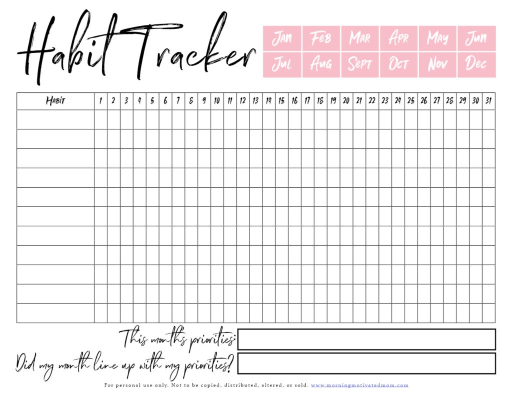 habit tracker printable
