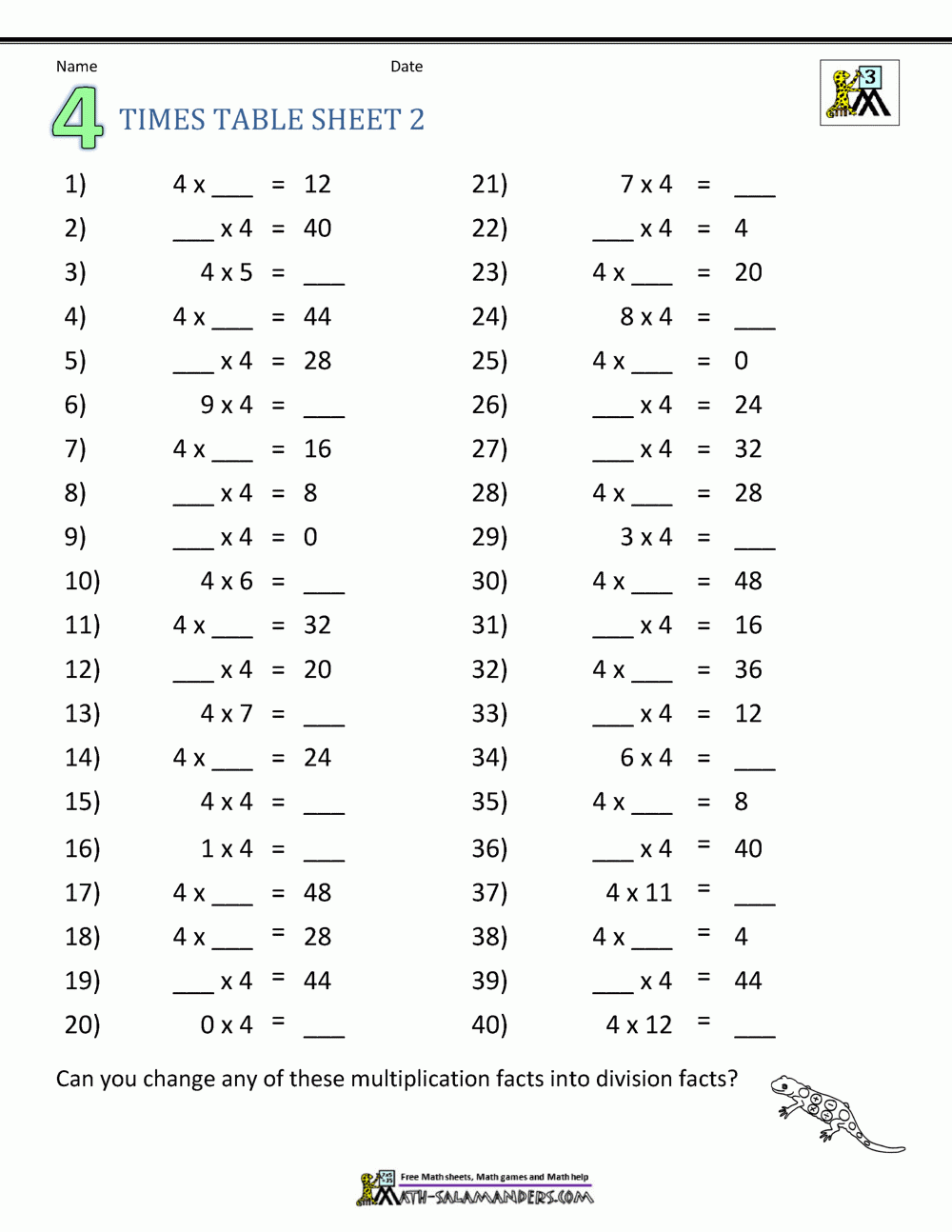 times tables free printable worksheets