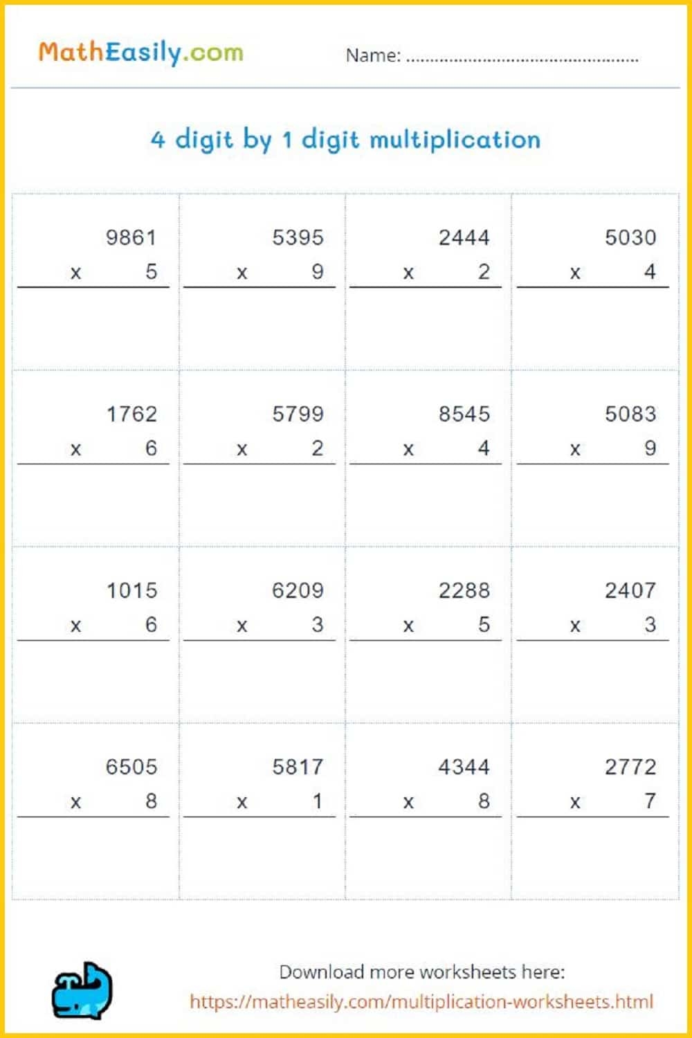 free printable multiplication worksheets pdf