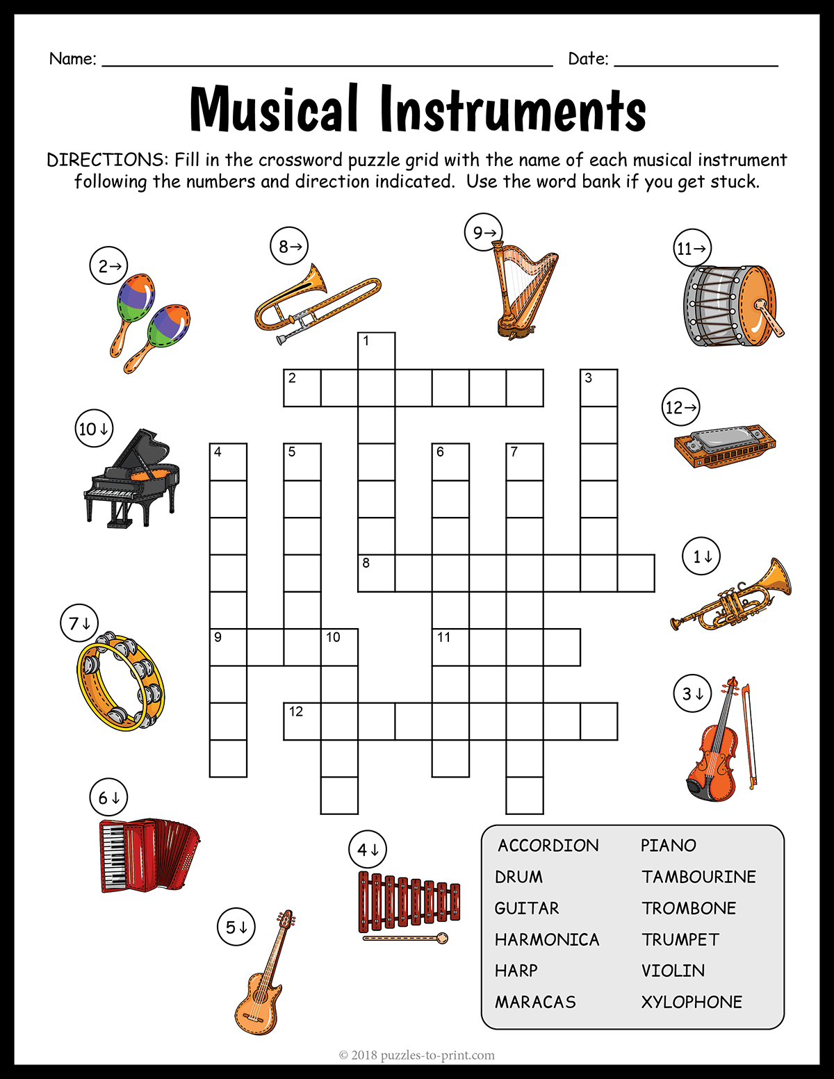 Musical Instruments Crossword