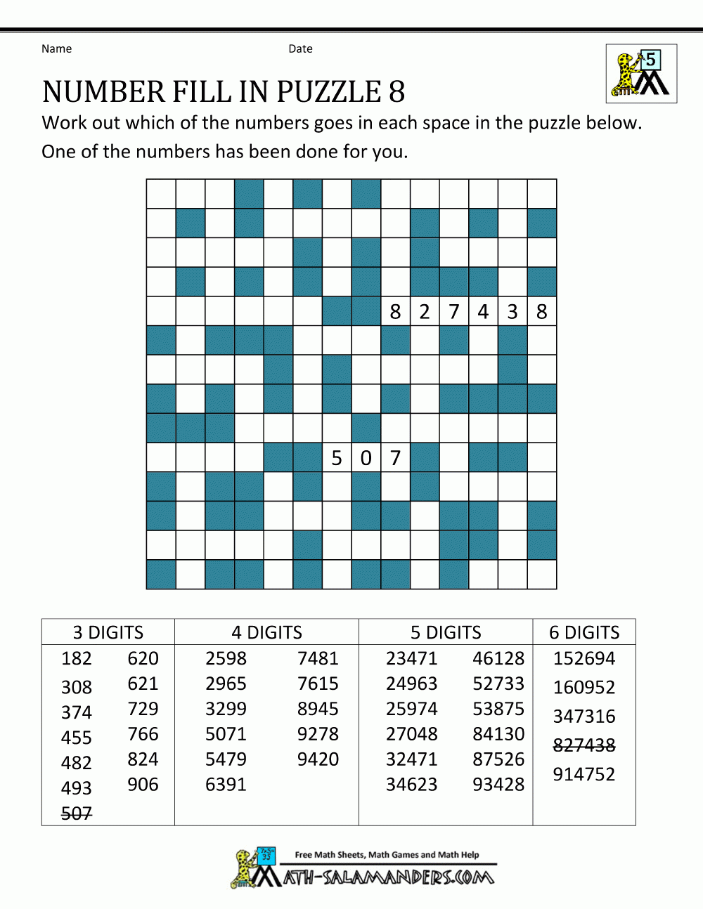 printable math crossword puzzles