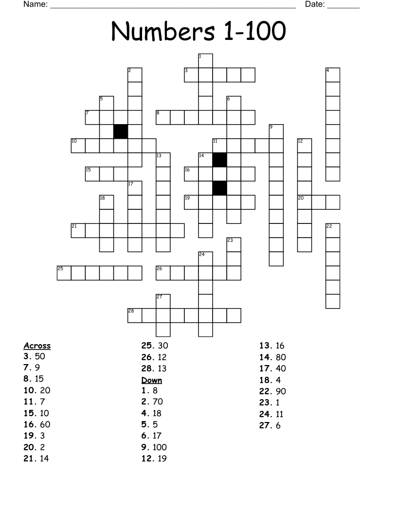 printable number crossword puzzles printable number crossword puzzles
