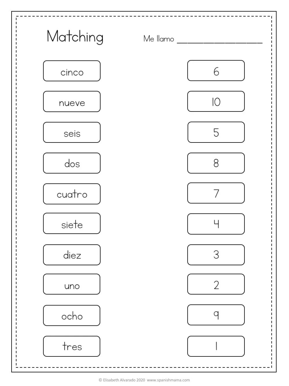 free printable spanish worksheets