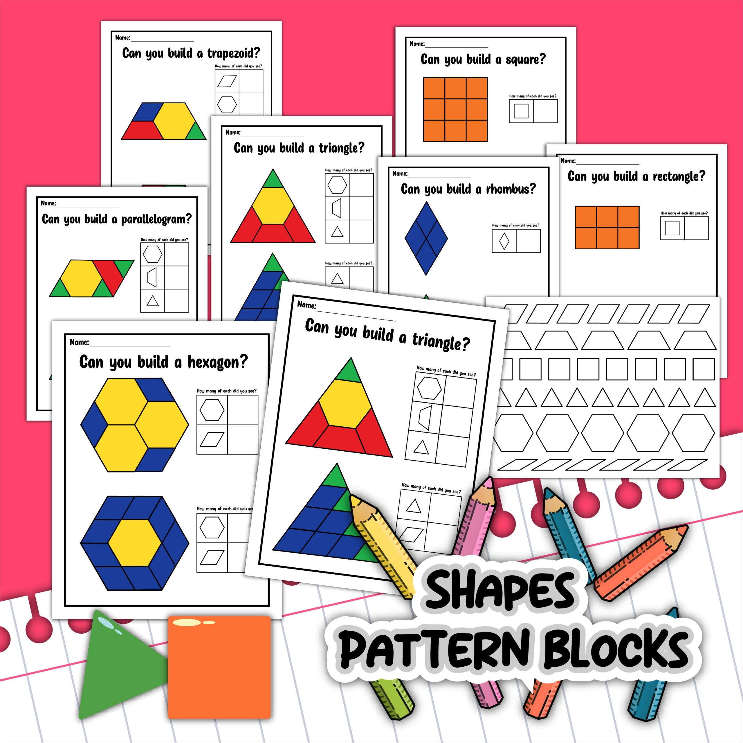 pattern block worksheets printable