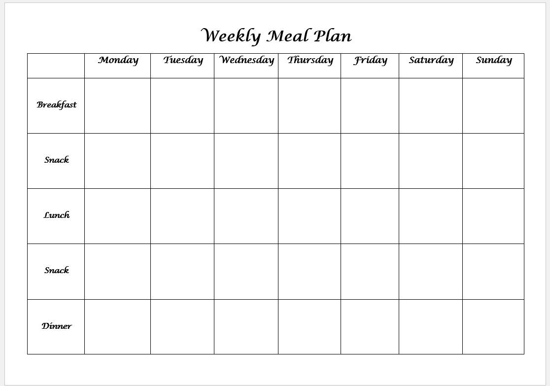 PDF Downloadable Printable Weekly Meal Plan Simple Design Easy To Use Template Meal Planner Diet Planner Etsy Israel PDF Downloadable Printable Weekly Meal Plan Simple Design Easy To Use Template Meal Planner Diet Planner Etsy Israel