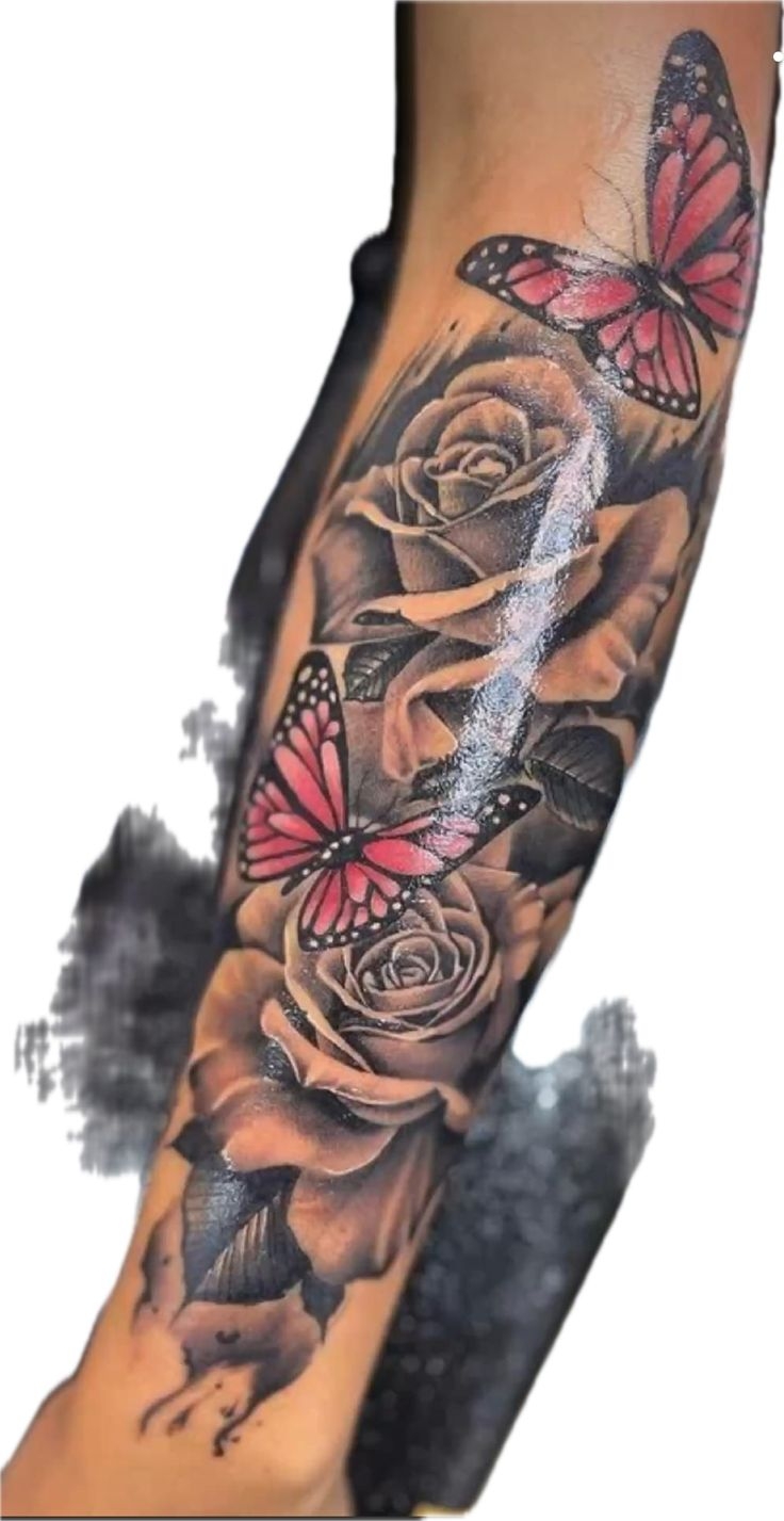tattoos of butterflies and roses