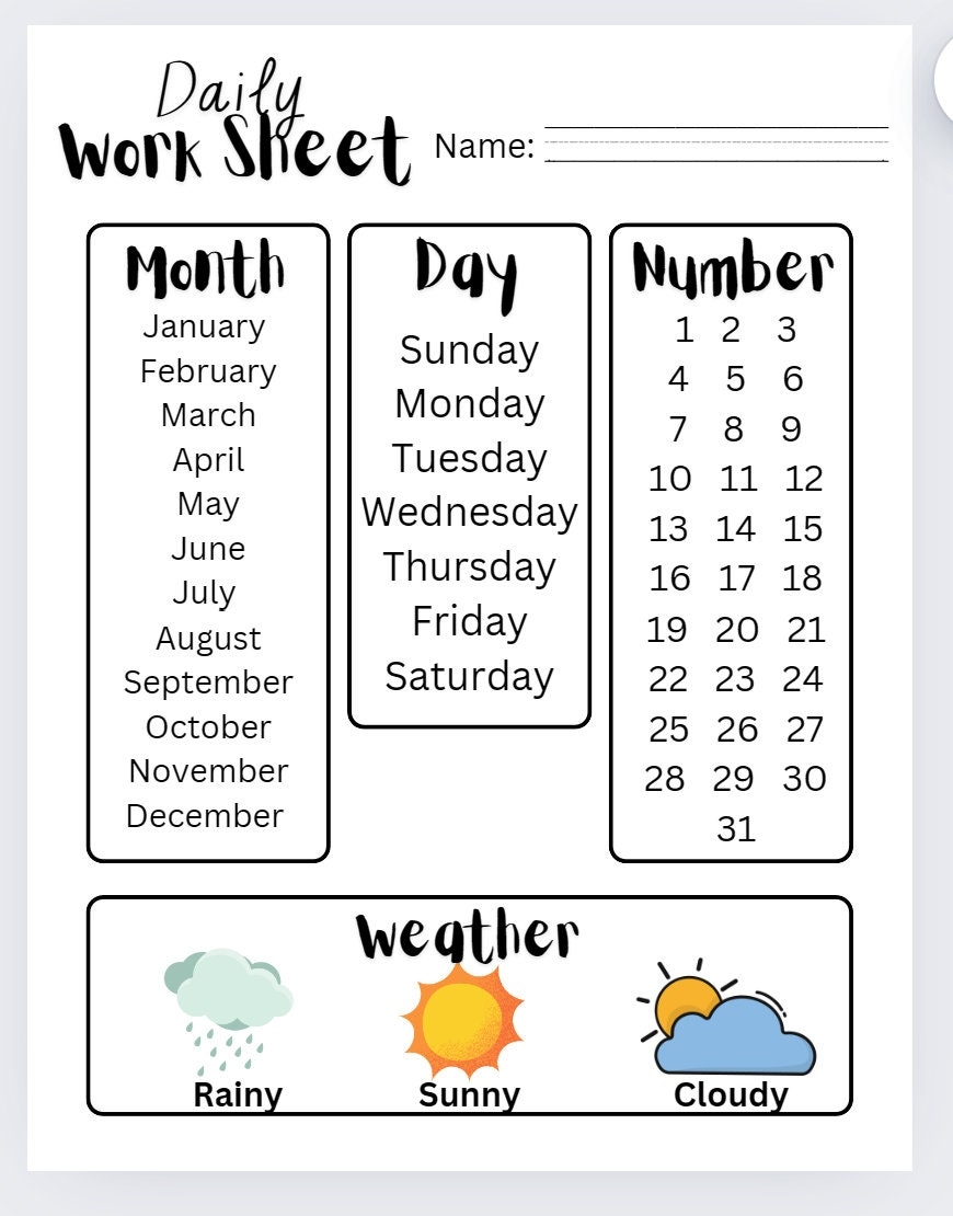 Pre K Daily Worksheet Packet Etsy