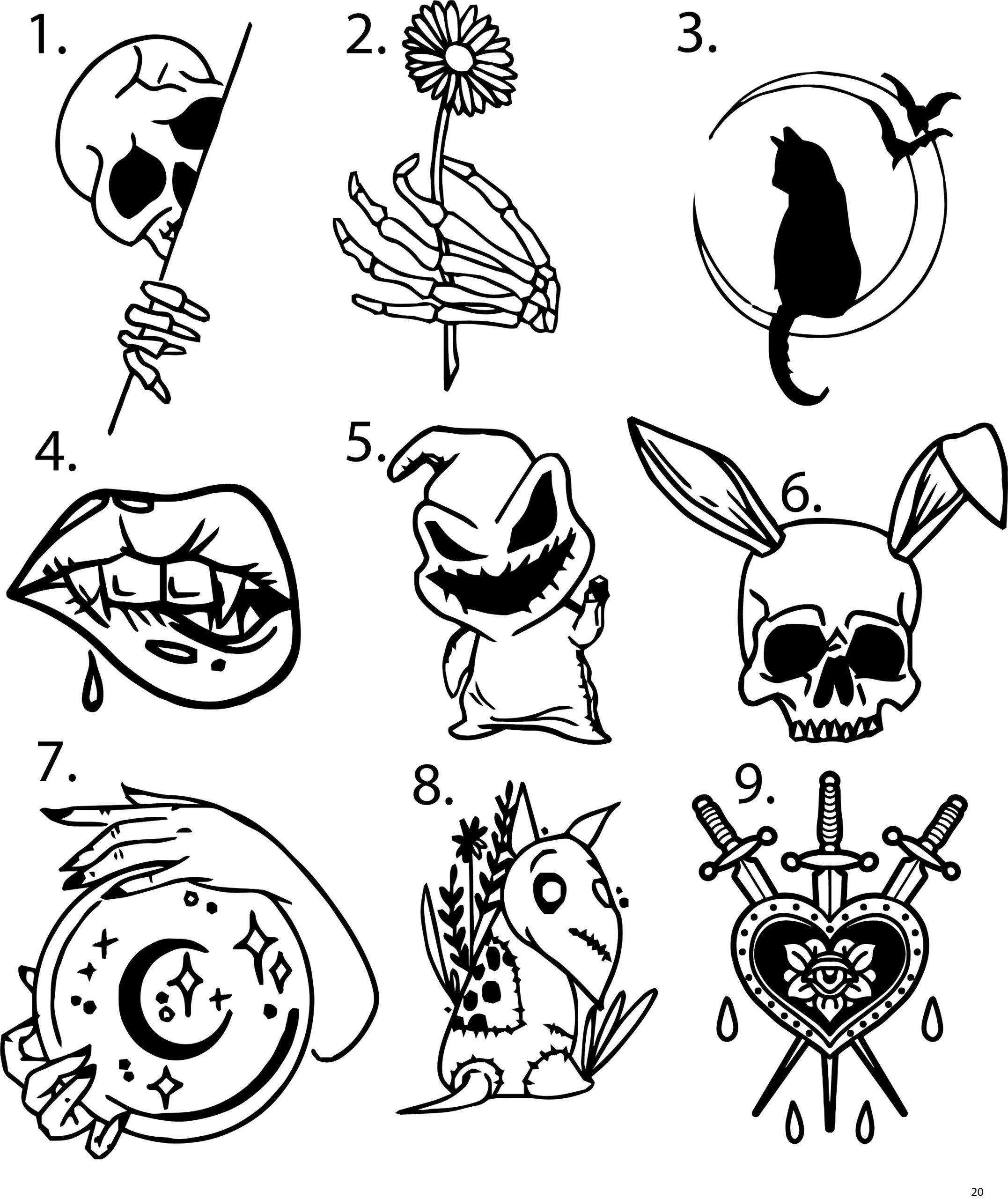 Pre made Ready To Use Flash Tattoo Stencils Set Of 4 Etsy Denmark