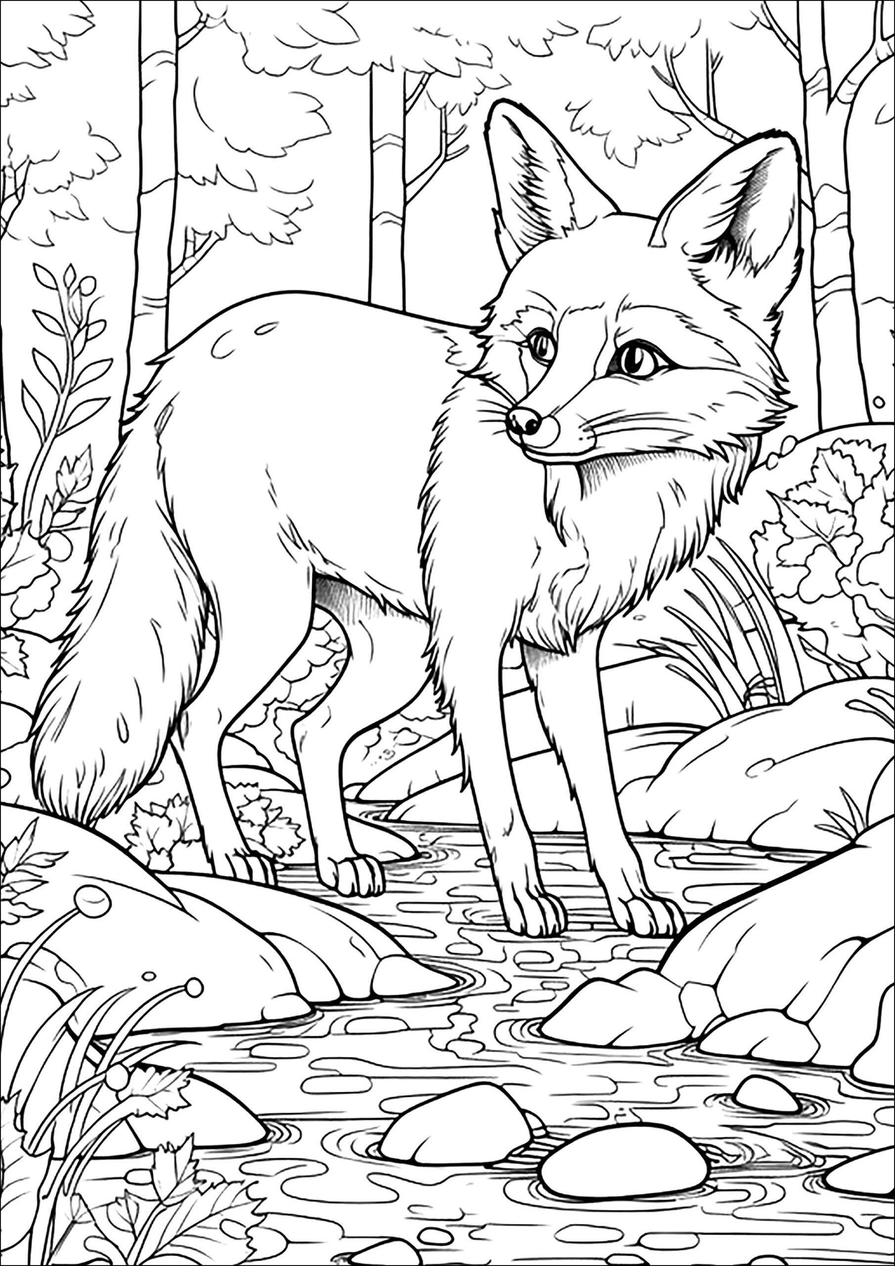colouring pages fox
