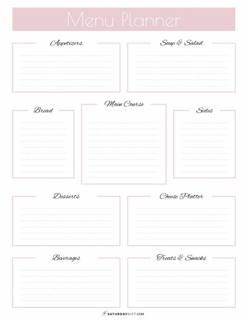 menu planner printable menu planner printable