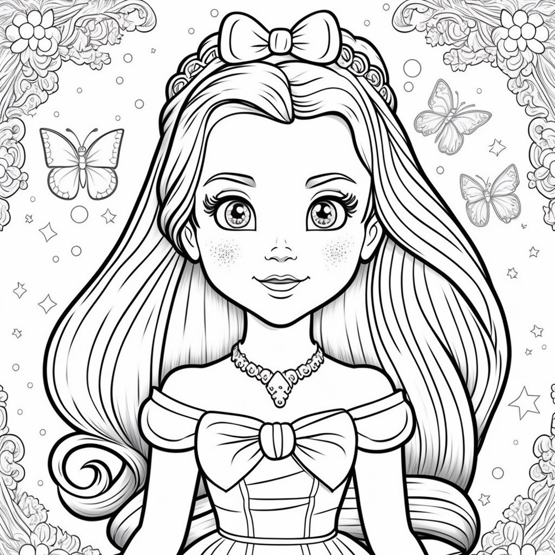 Princess Coloring Book Printable Coloring Book Princess Coloring Pages Girls Printable Pages Girls Printable Drawing Pages 50 Pages Etsy