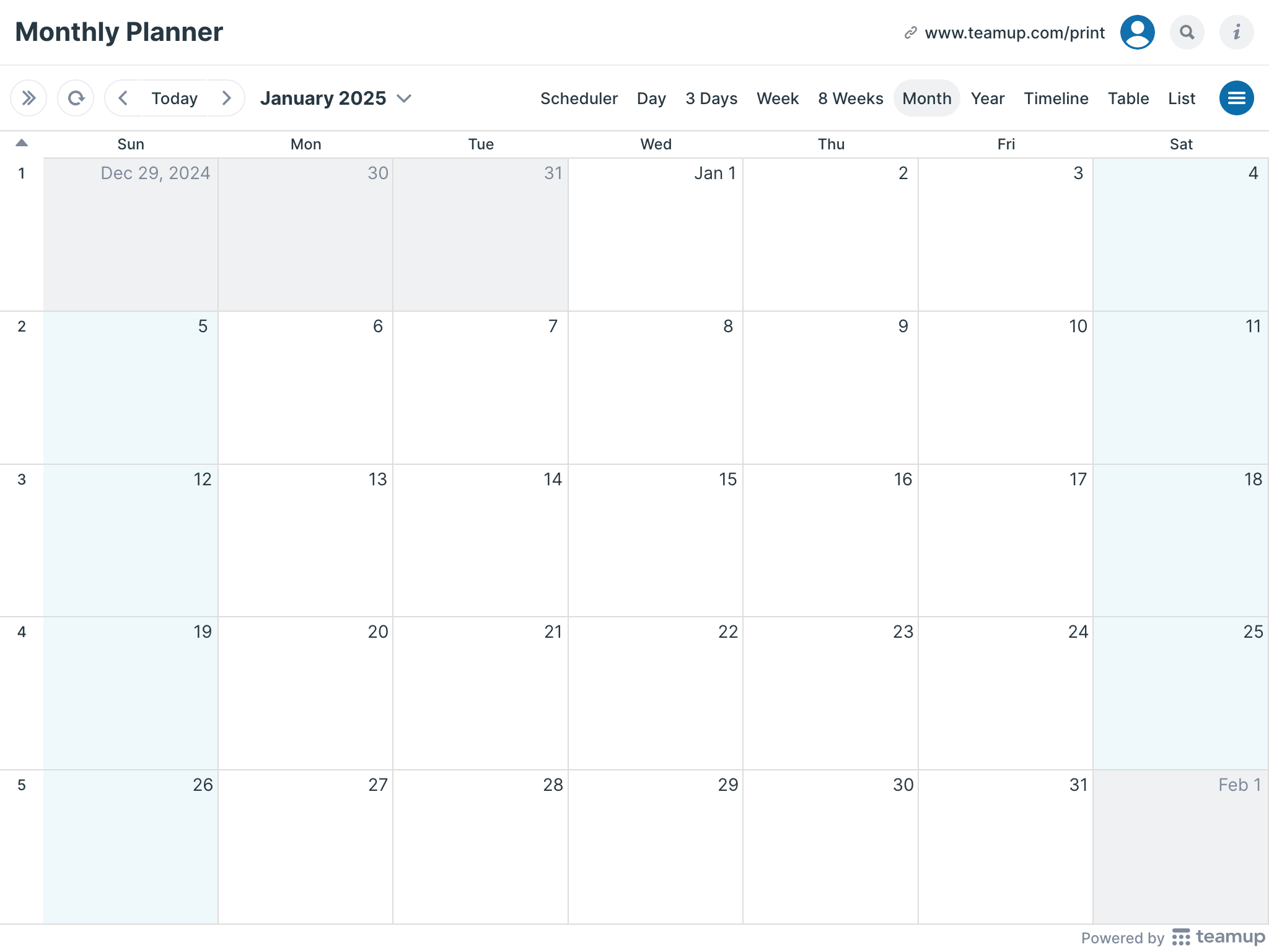 monthly planner 2025 printable