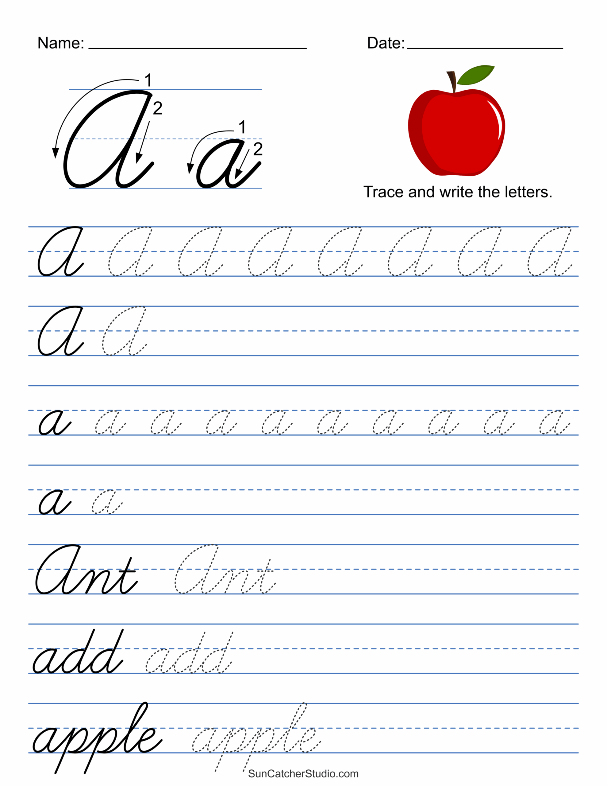free printable cursive handwriting worksheets