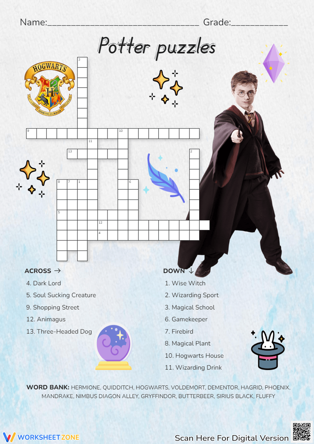 Printable Grade 2 Harry Potter Crossword Worksheets Printable Grade 2 Harry Potter Crossword Worksheets