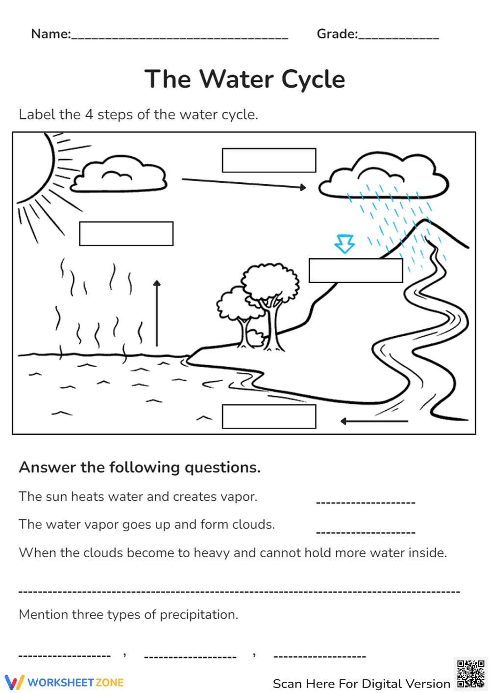 Printable Grade 4 Water Cycle Worksheets Download