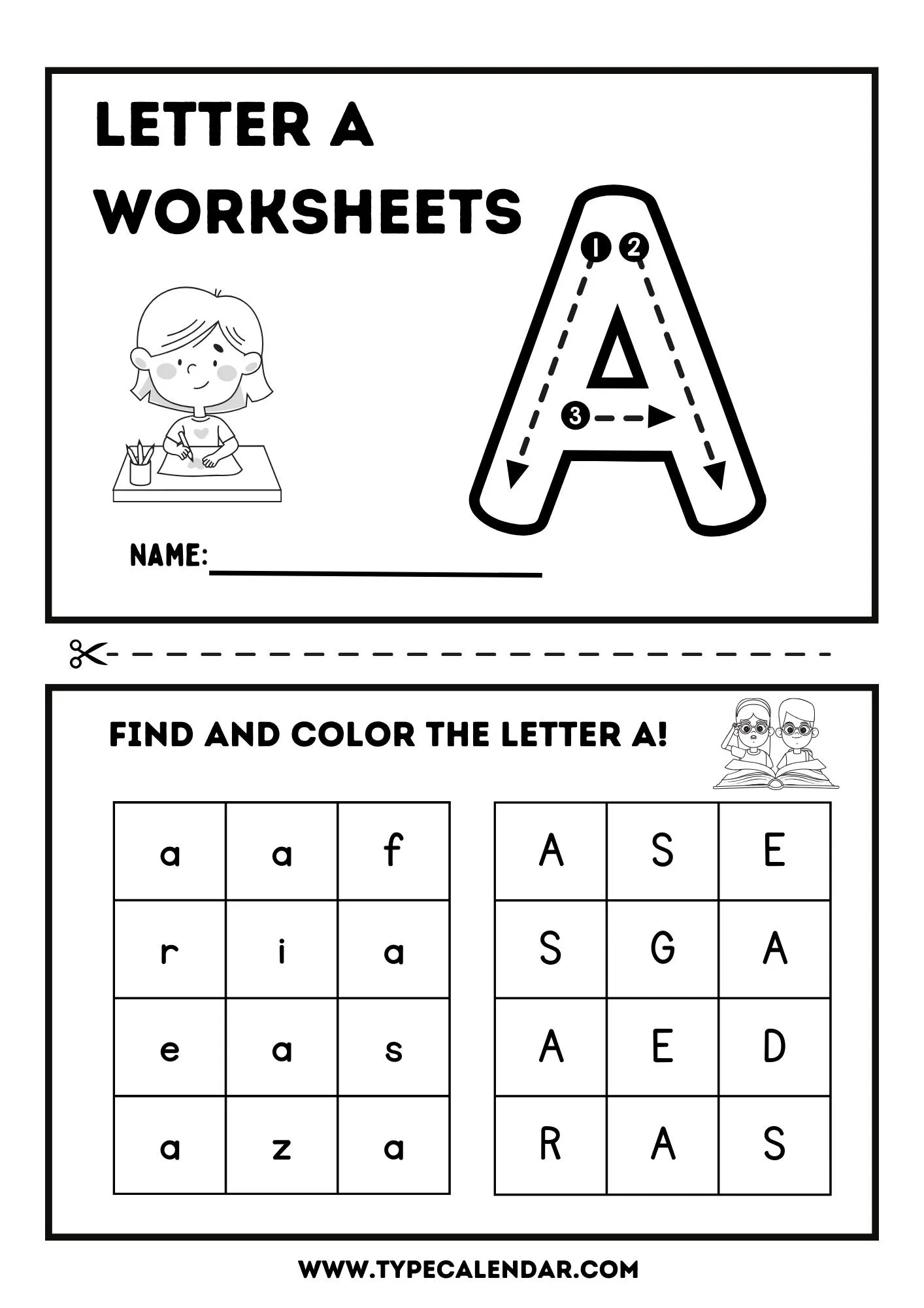letter a printable worksheets