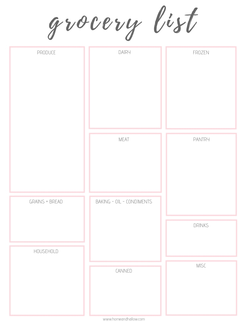 meal planner and grocery list printable
