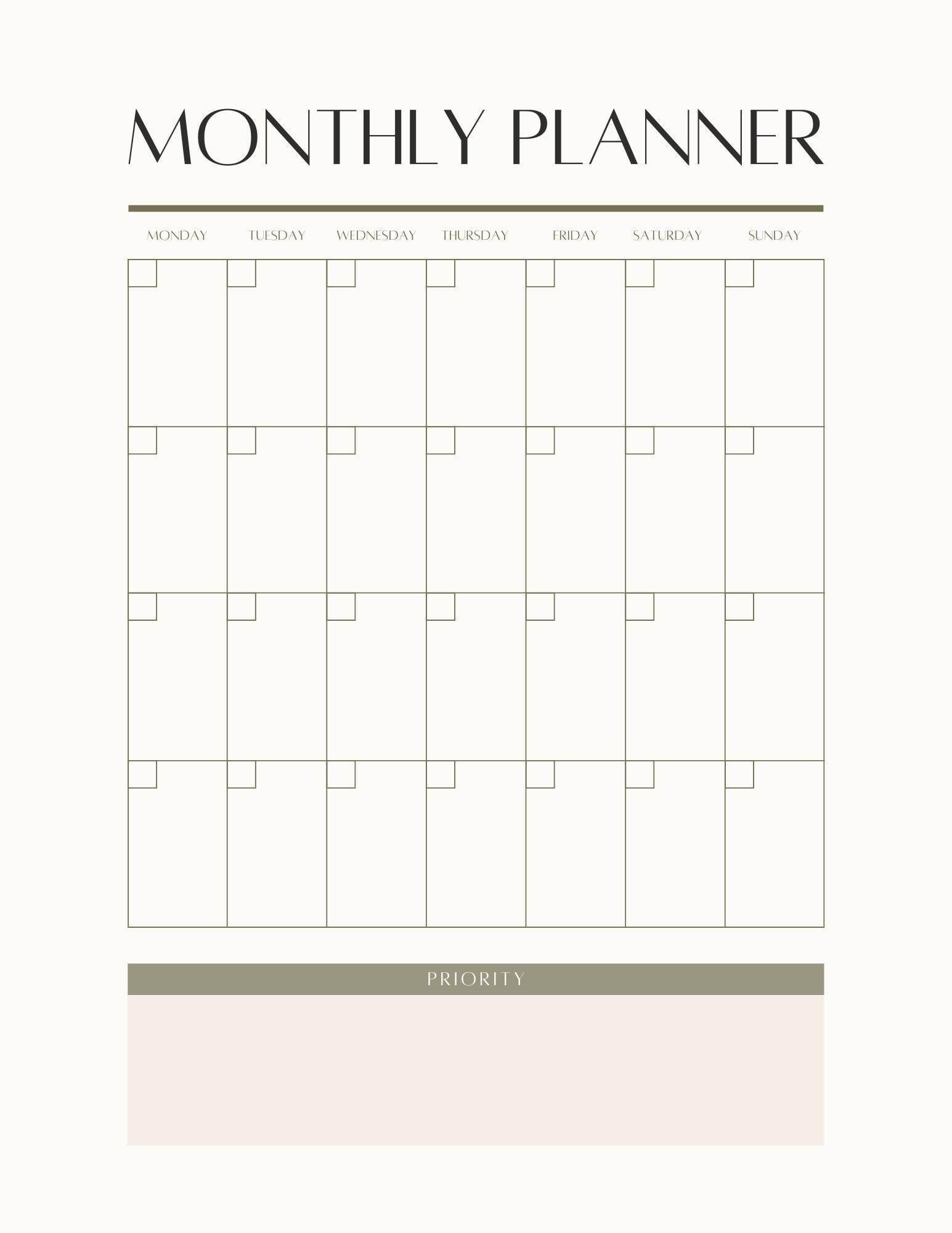 Printable Monthly Planner Fillable Chores Events Tracker PDF Download Etsy