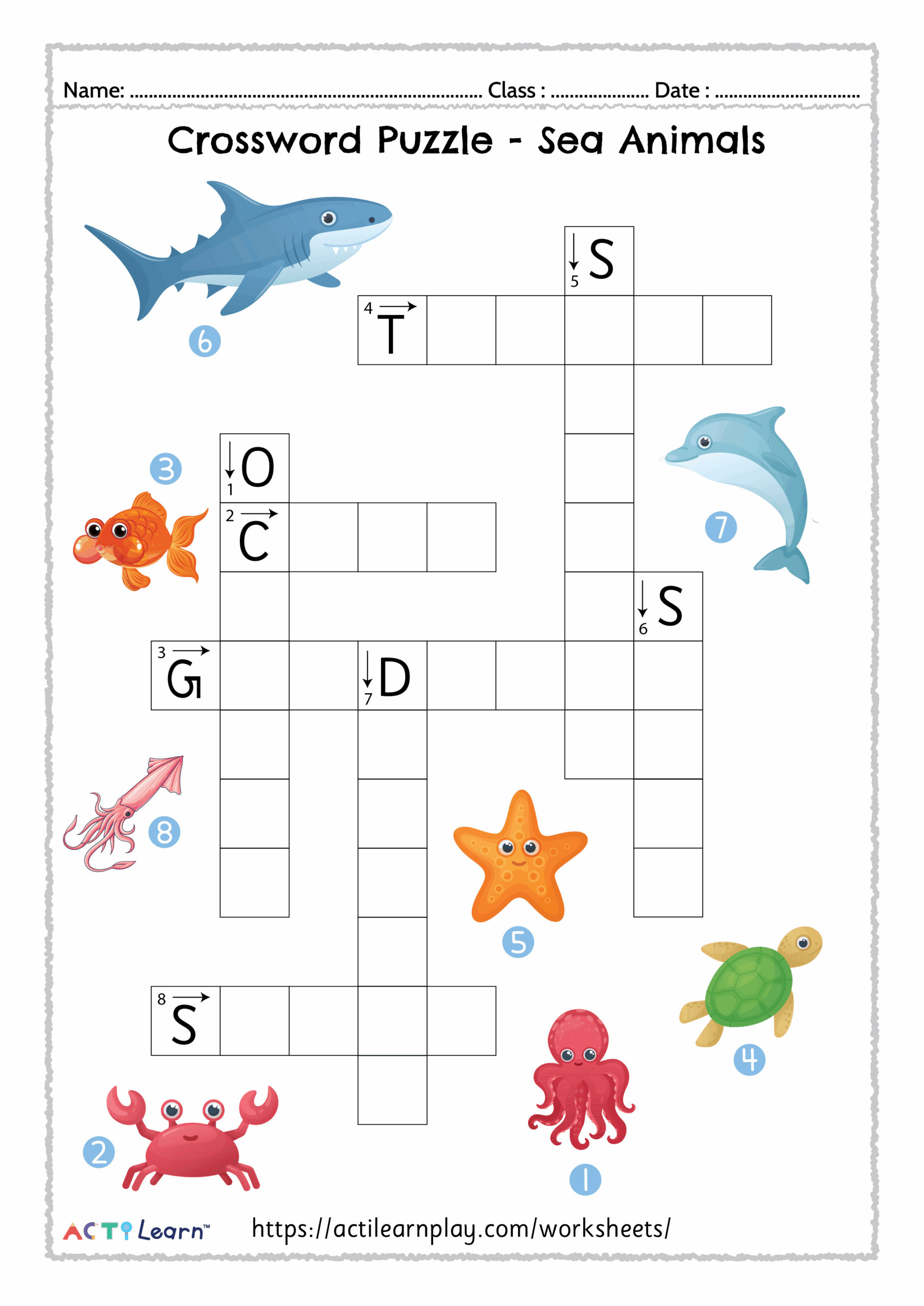 crossword puzzle animals printable