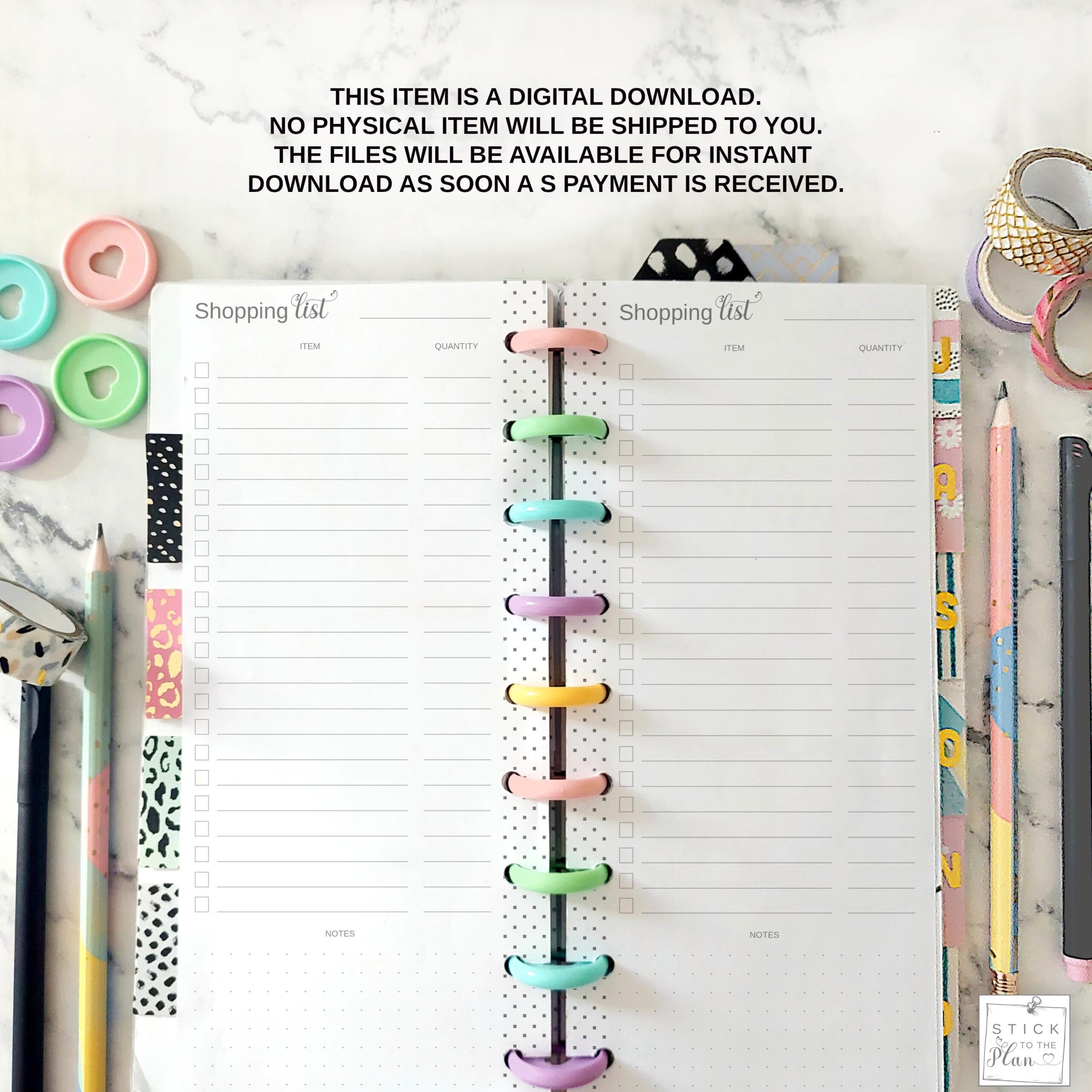 Printable Shopping List Happy Planner Skinny Classic Insert Half Sheet Planner Grocery Checklist Pages Minimalist Food Journal Refill PDF Etsy