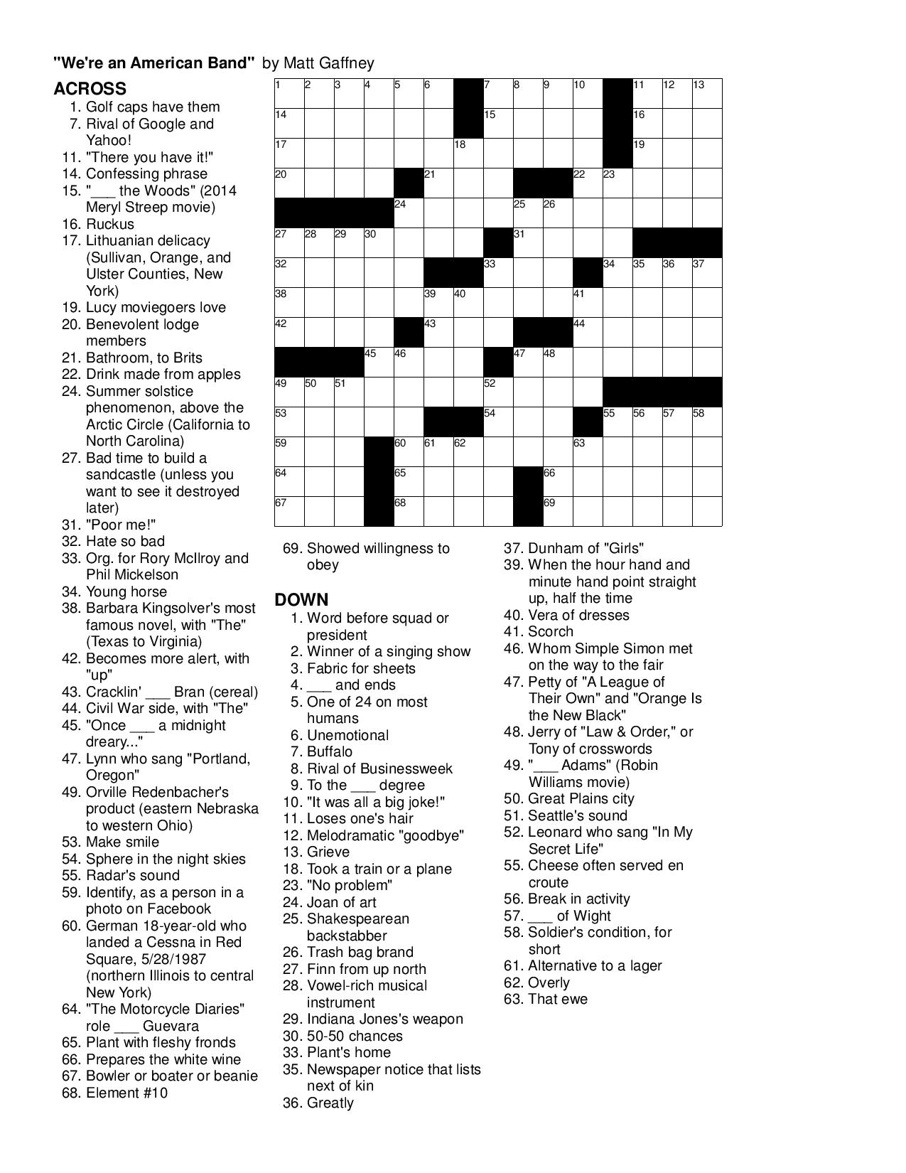 Printable Sunday Crossword Puzzle Online Puzzle Crown For Pc Printable Sunday Crossword Puzzle Online Puzzle Crown For Pc