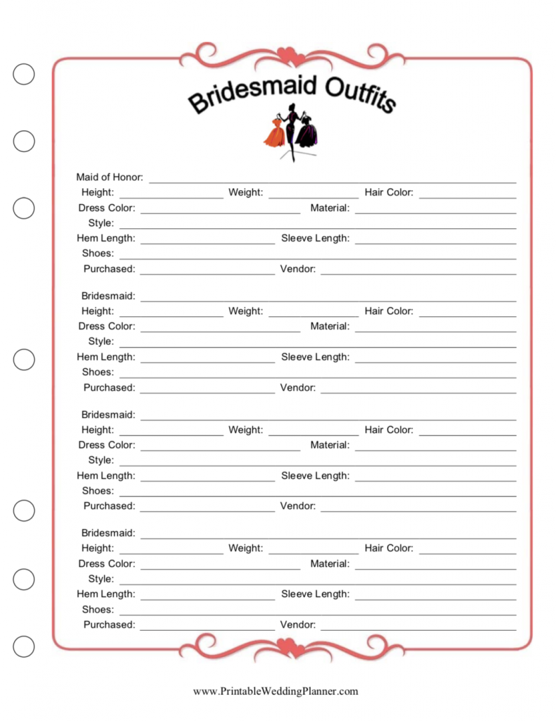 free wedding planner printables pdf