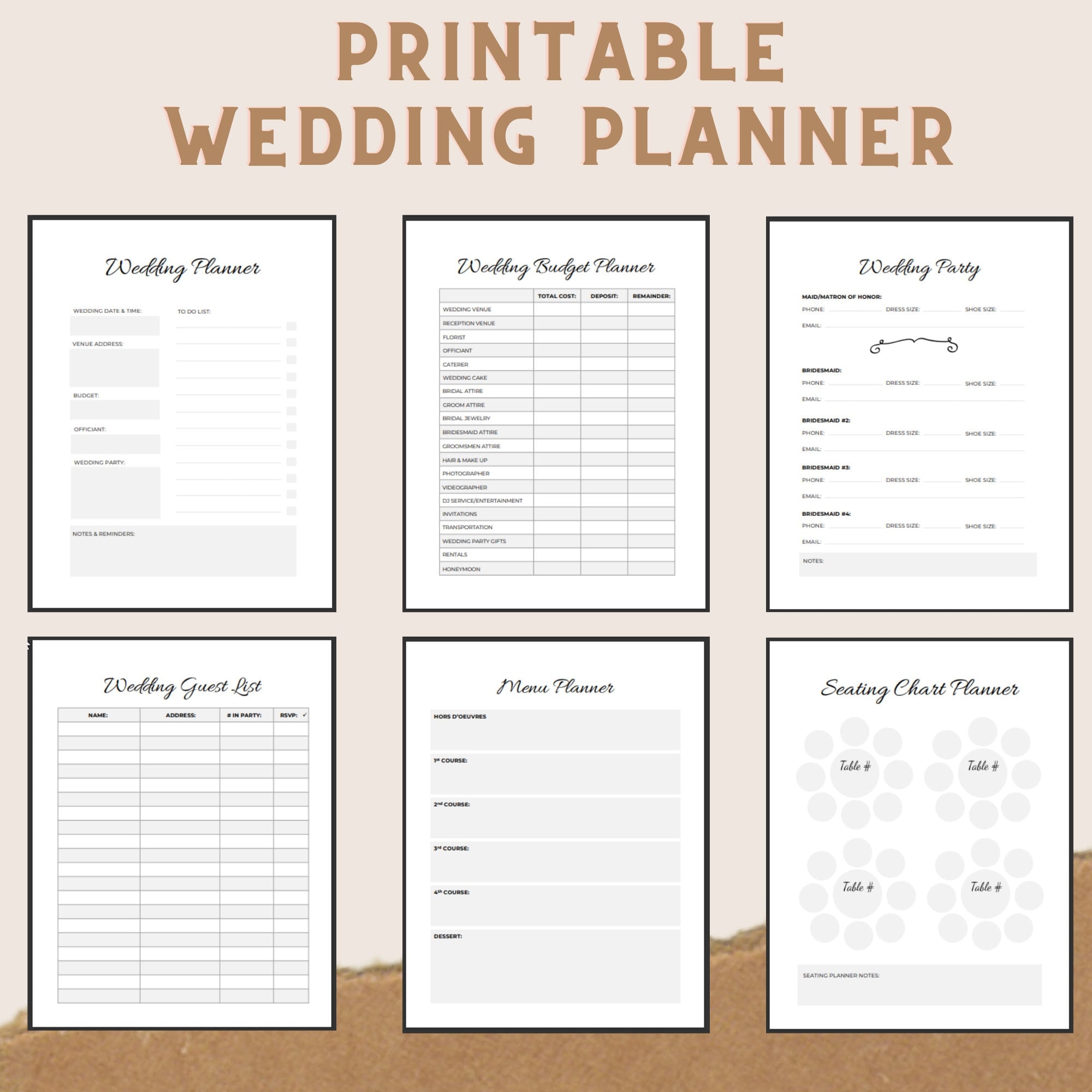 Printable Wedding Planner Kit For Organizing Your Dream Wedding Etsy Printable Wedding Planner Kit For Organizing Your Dream Wedding Etsy