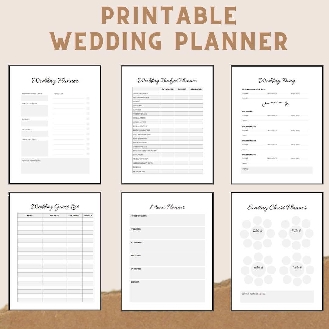 Printable Wedding Planner Kit For Organizing Your Dream Wedding Etsy Printable Wedding Planner Kit For Organizing Your Dream Wedding Etsy
