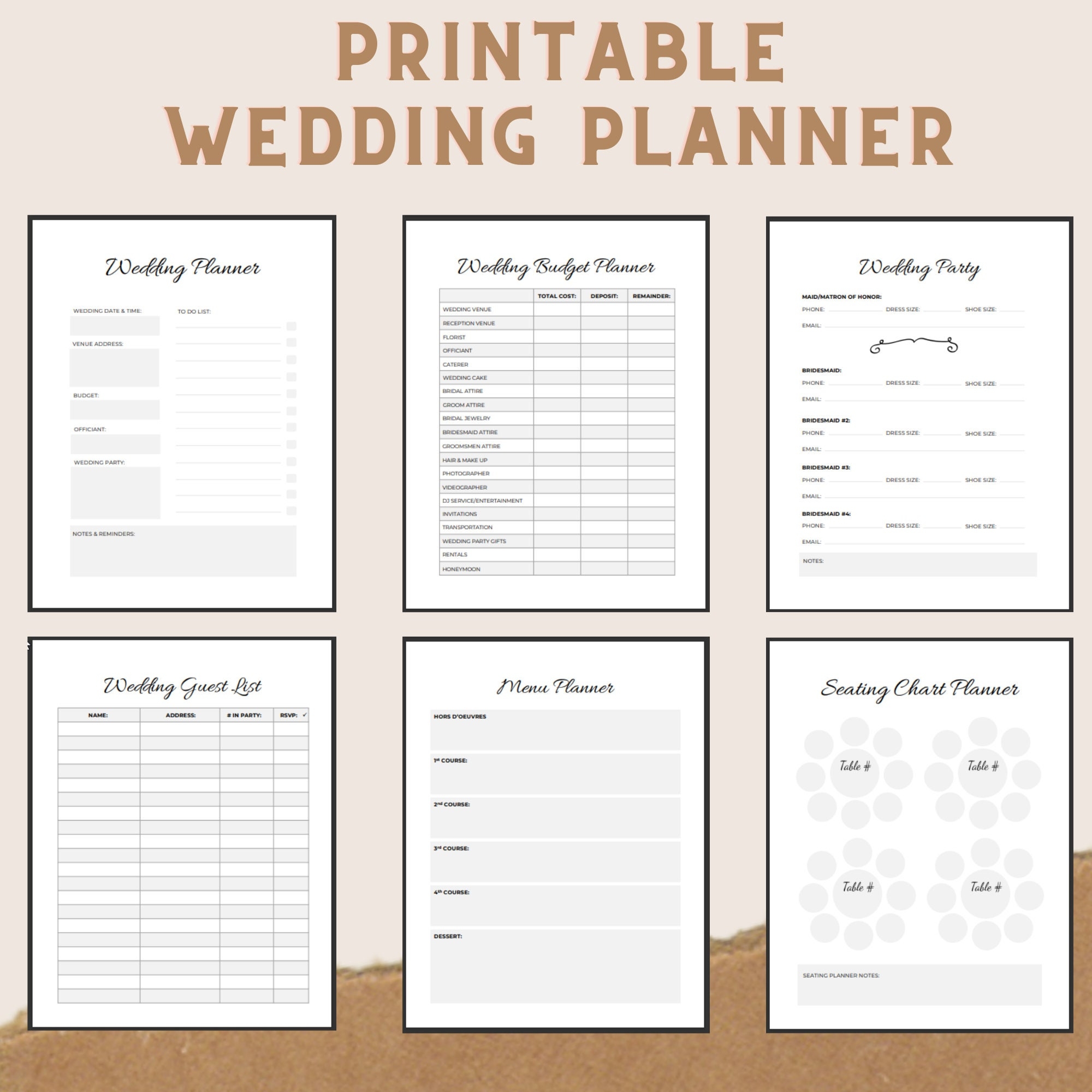 Printable Wedding Planner Kit For Organizing Your Dream Wedding Etsy