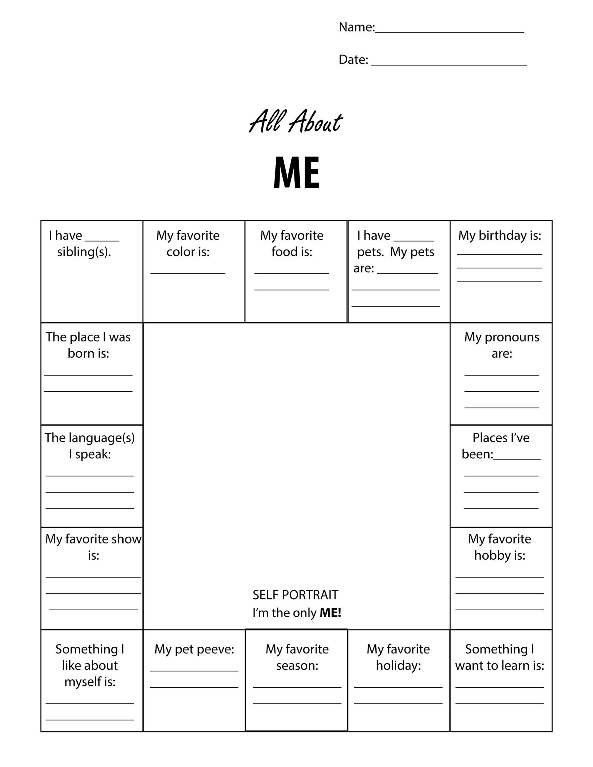 all about me printable worksheets all about me printable worksheets