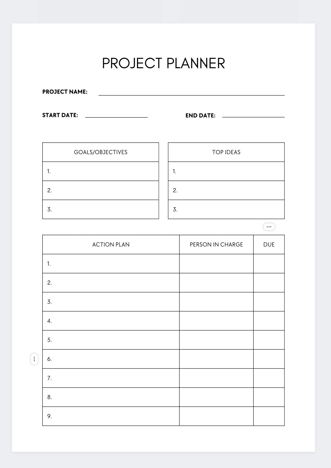 project planner printable
