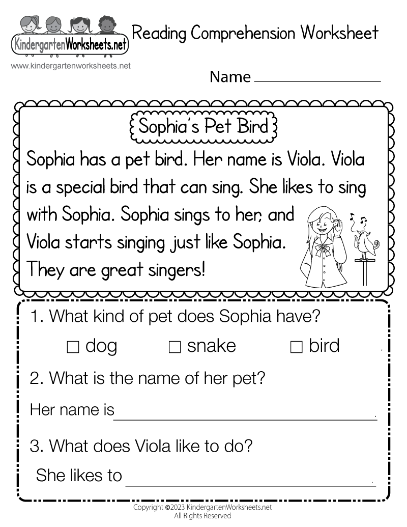 free printable reading worksheets for kindergarten