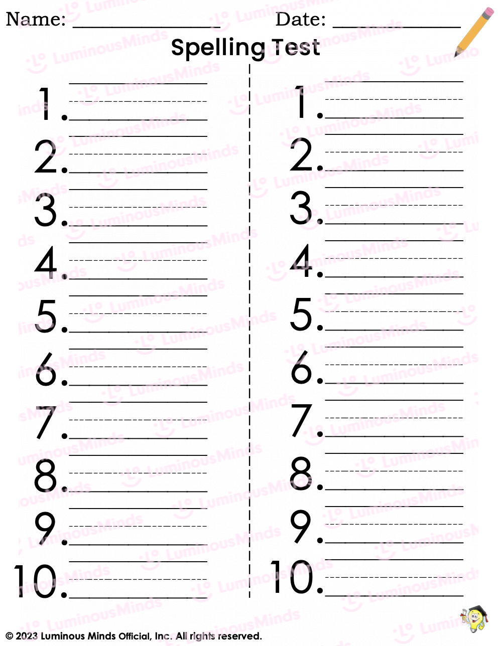 free printable spelling worksheets