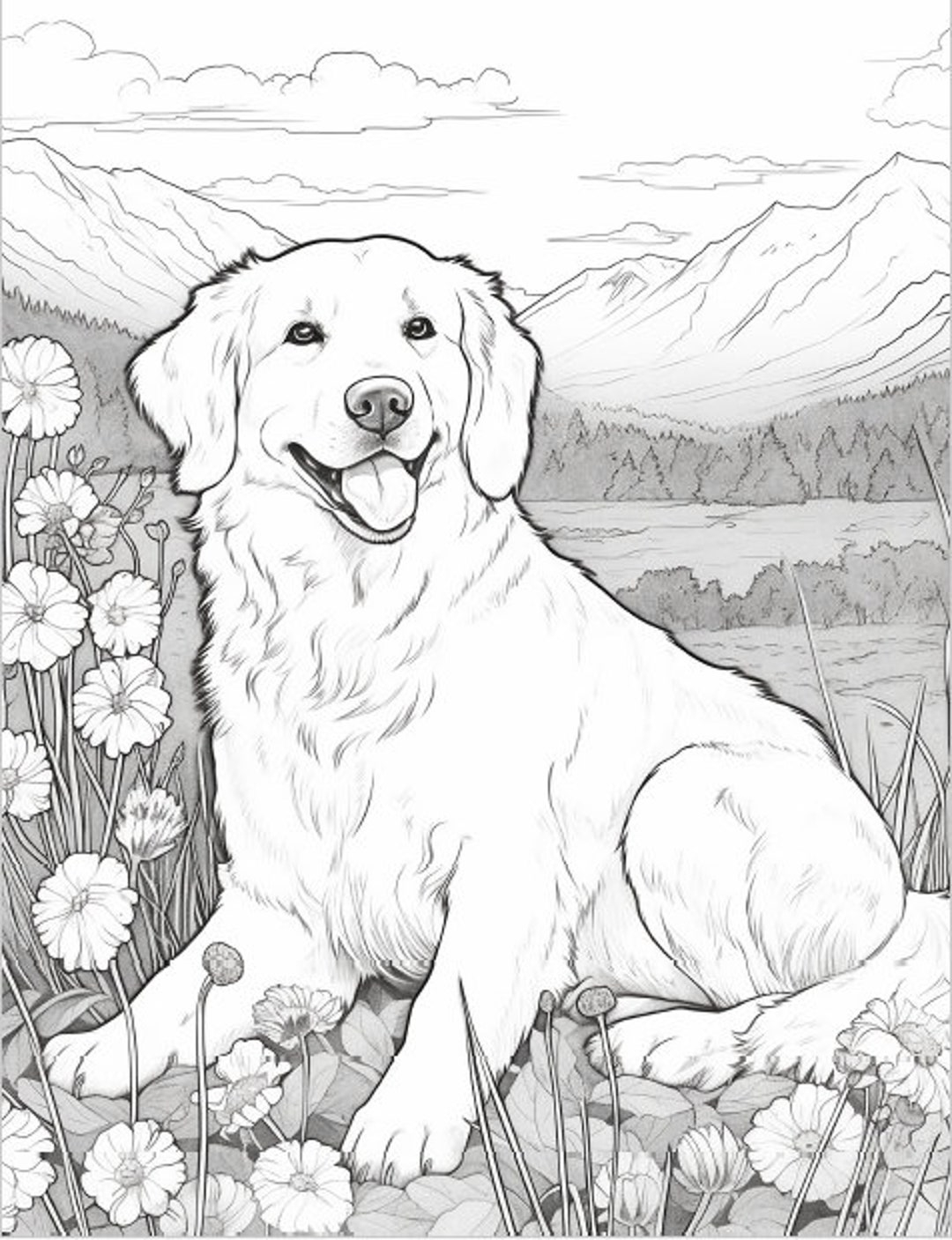 Realistic Dog Coloring Pages printable kdp Etsy
